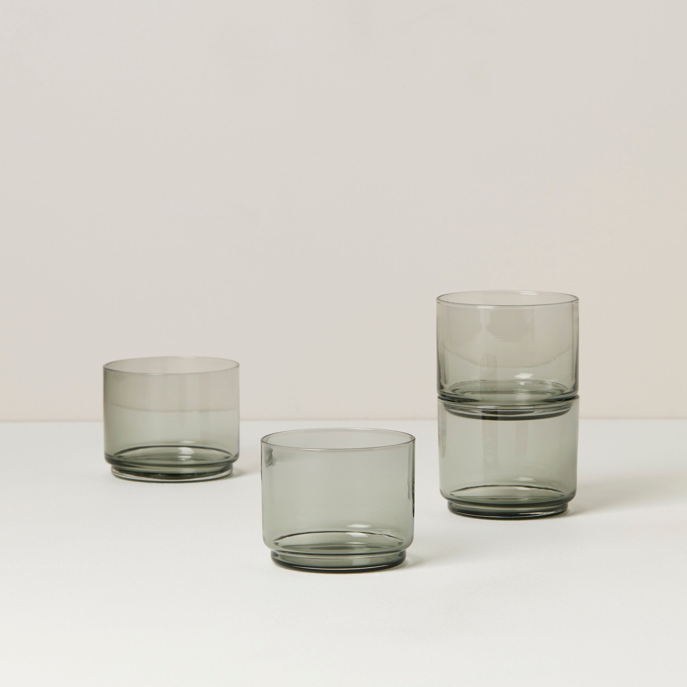 Tuscany Classics Smoke Glass Set - Stackable Short Glasses (4-Pack)