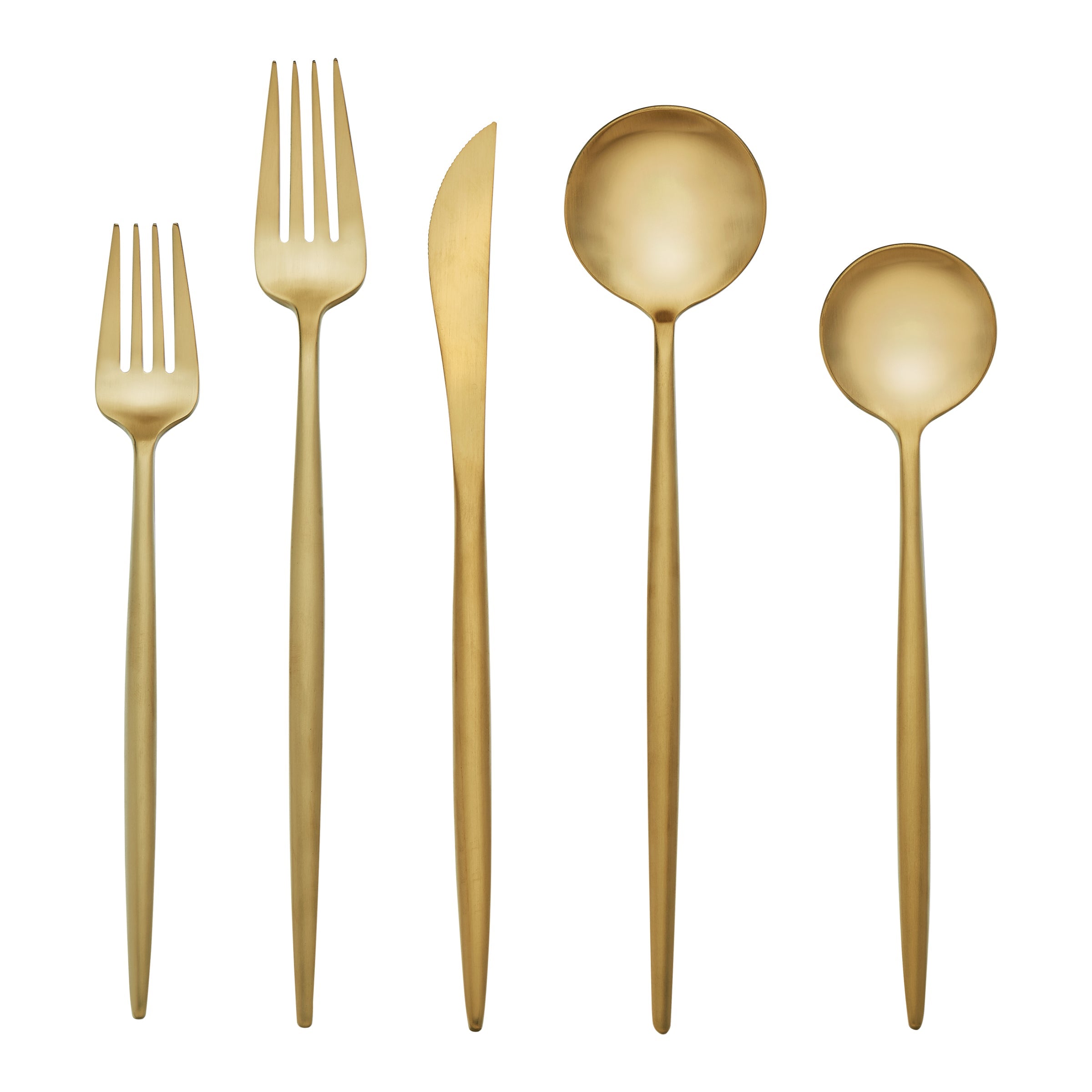 Skandia Zephyr Gold Flatware Set - 20-Piece Satin Finish