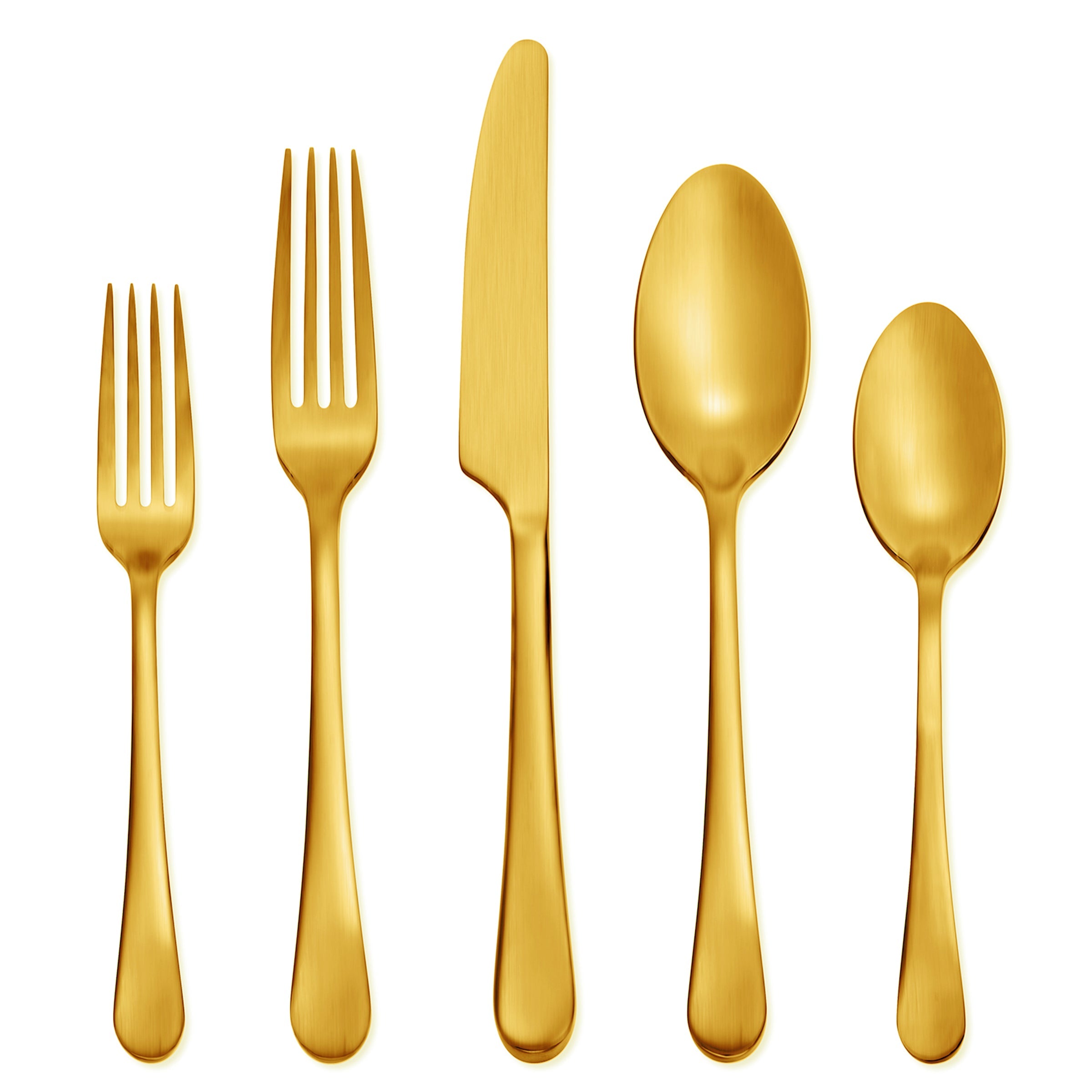 Mirabella Satin Gold Flatware Set - 20 Piece Titanium Dining Cutlery