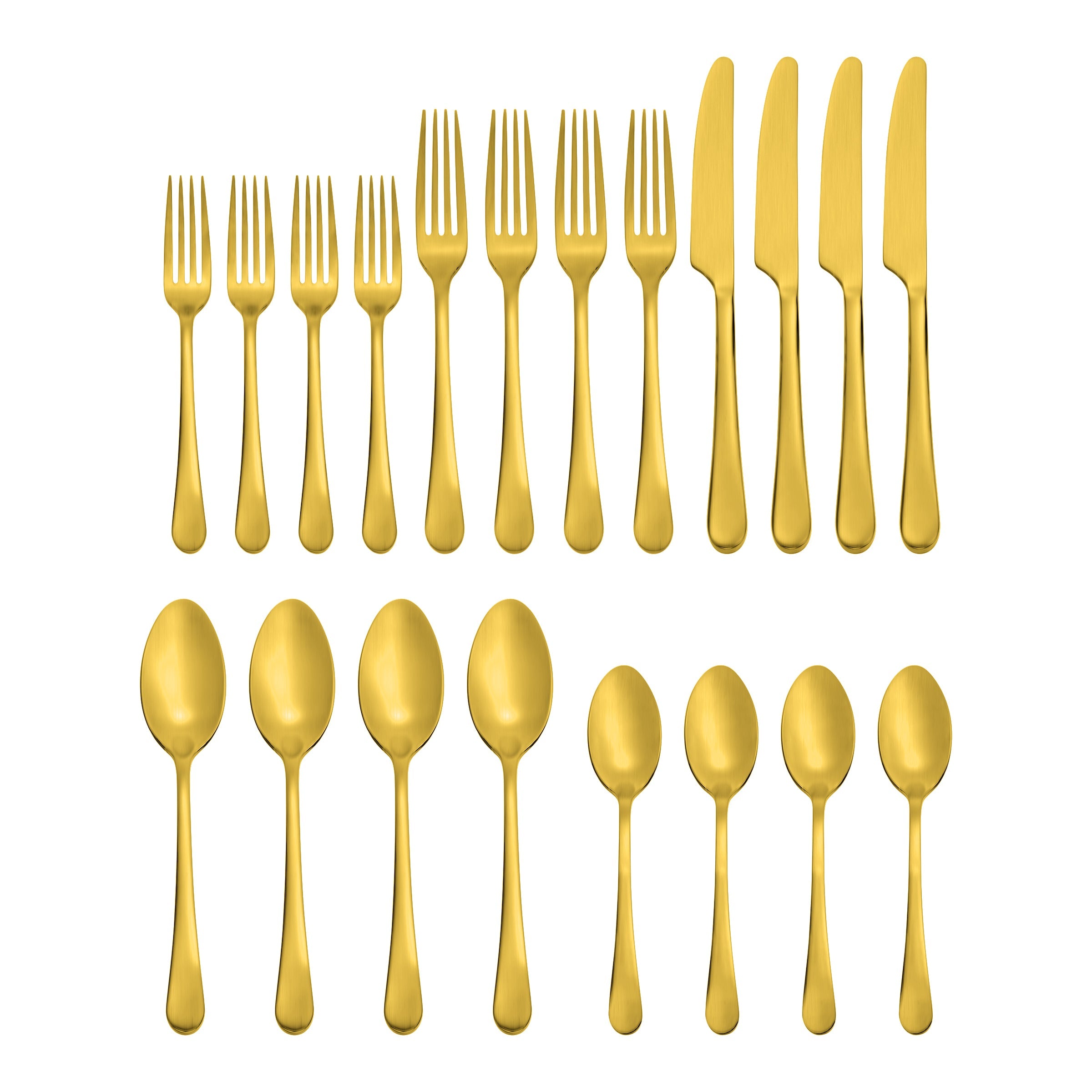 Mirabella Satin Gold Flatware Set - 20 Piece Titanium Dining Cutlery