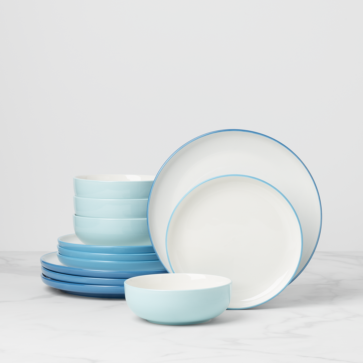 24 Seven Colors Ombre Turquoise Dinnerware Set - 12-Piece