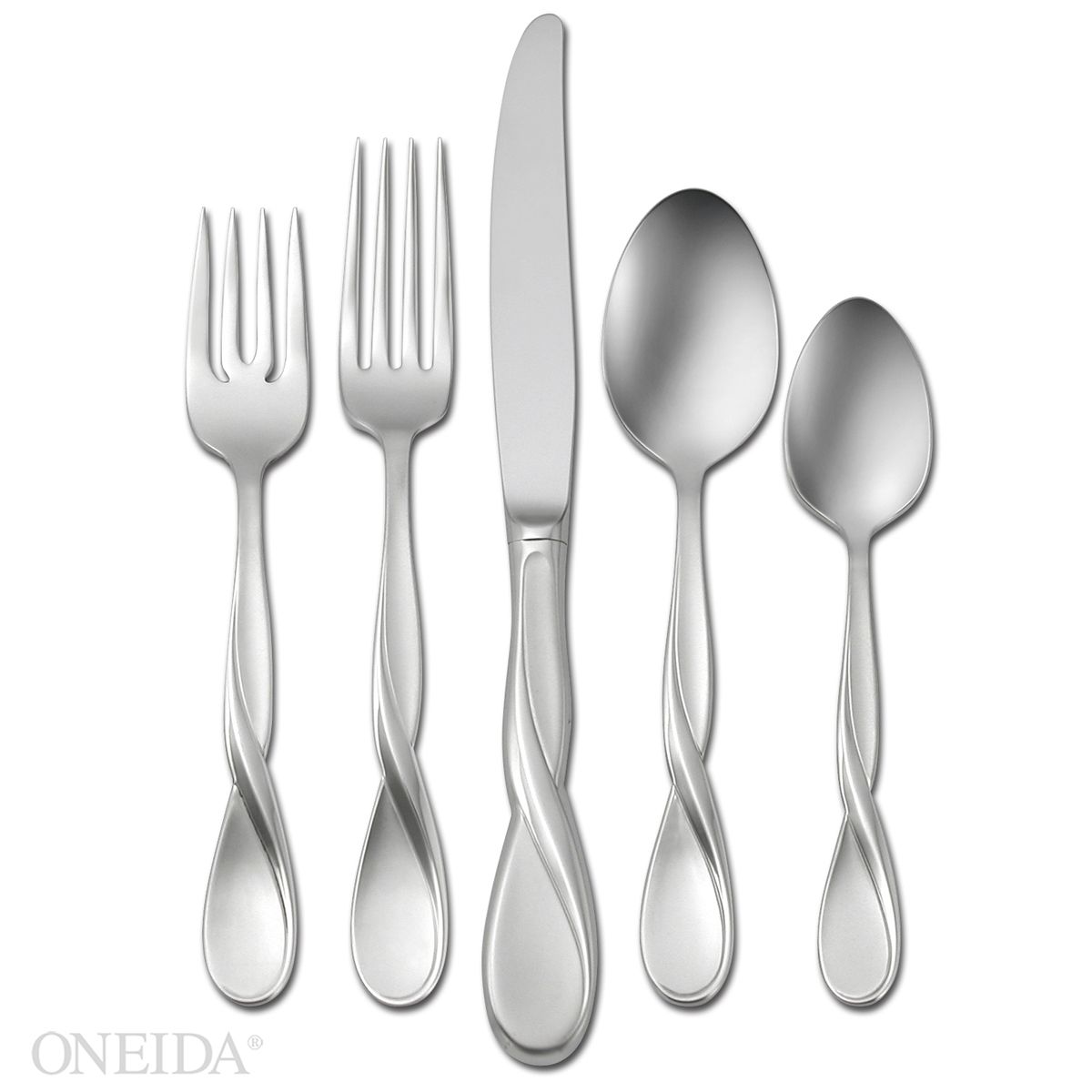 Aquarius Satin 5-Piece Dinnerware Set - Modern Luxury Place Setting
