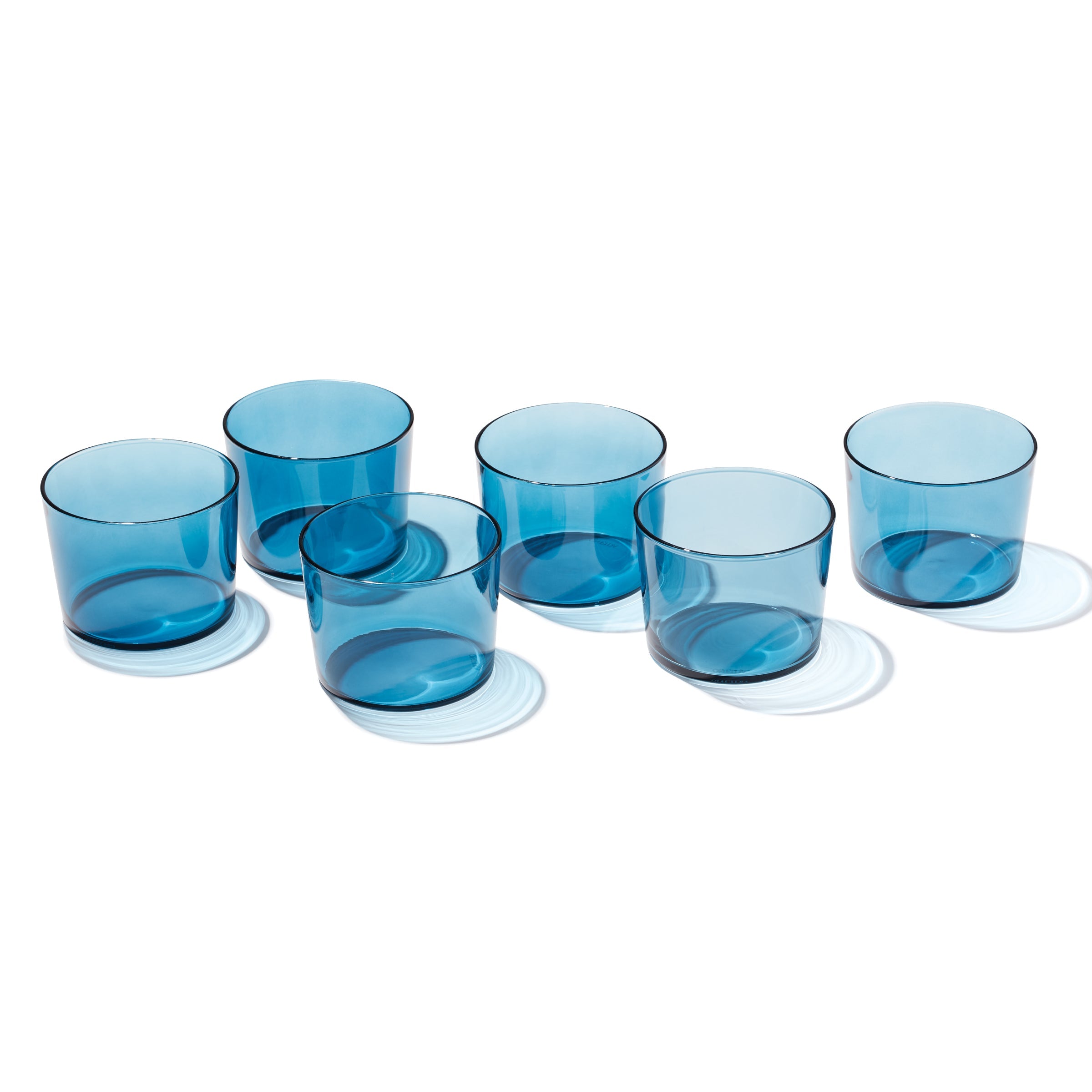 Oneida Stackables Blue Drinking Glasses - Set of 6 Short Tumblers