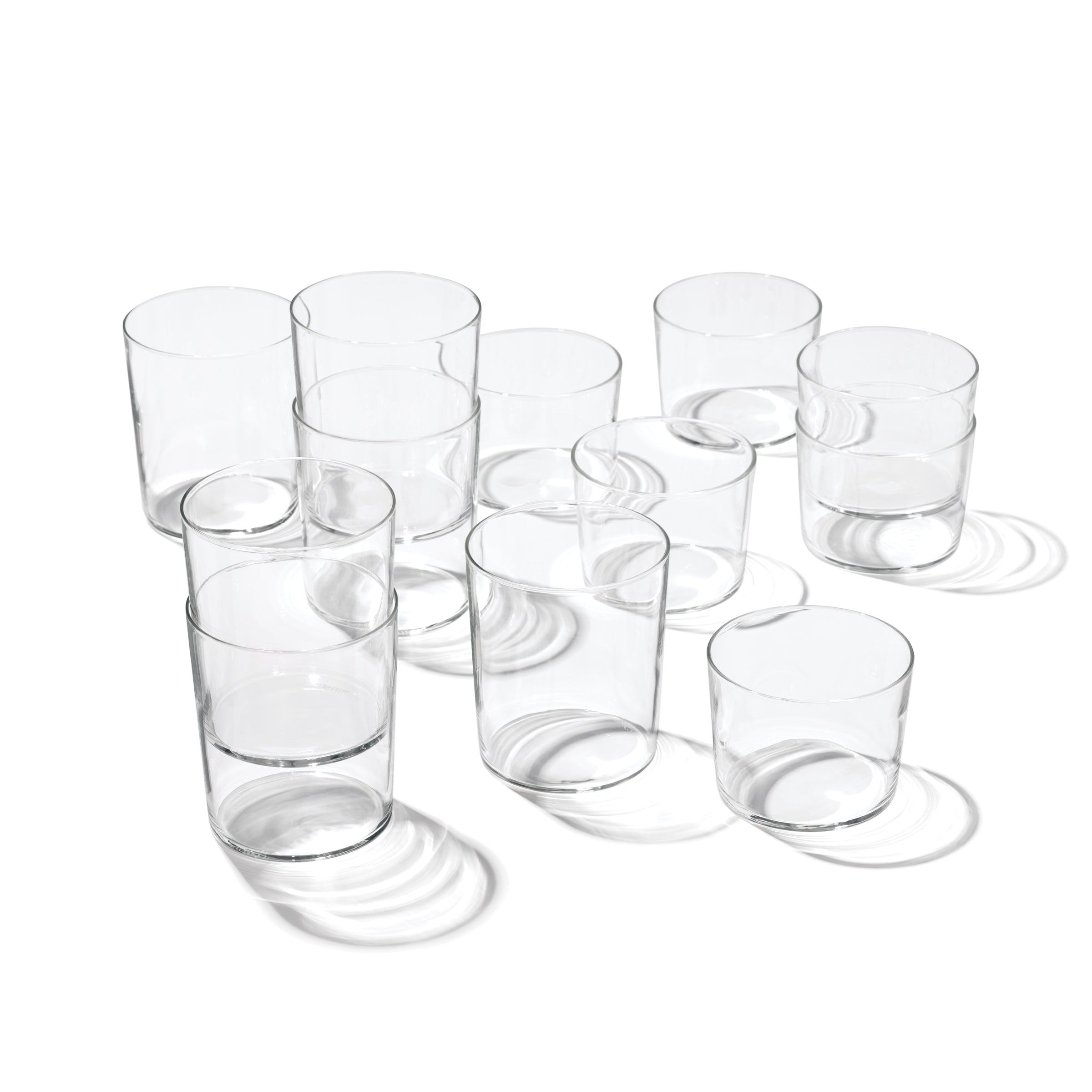 Oneida Stackable Clear Drinking Glasses - Set of 12 Tall & Short