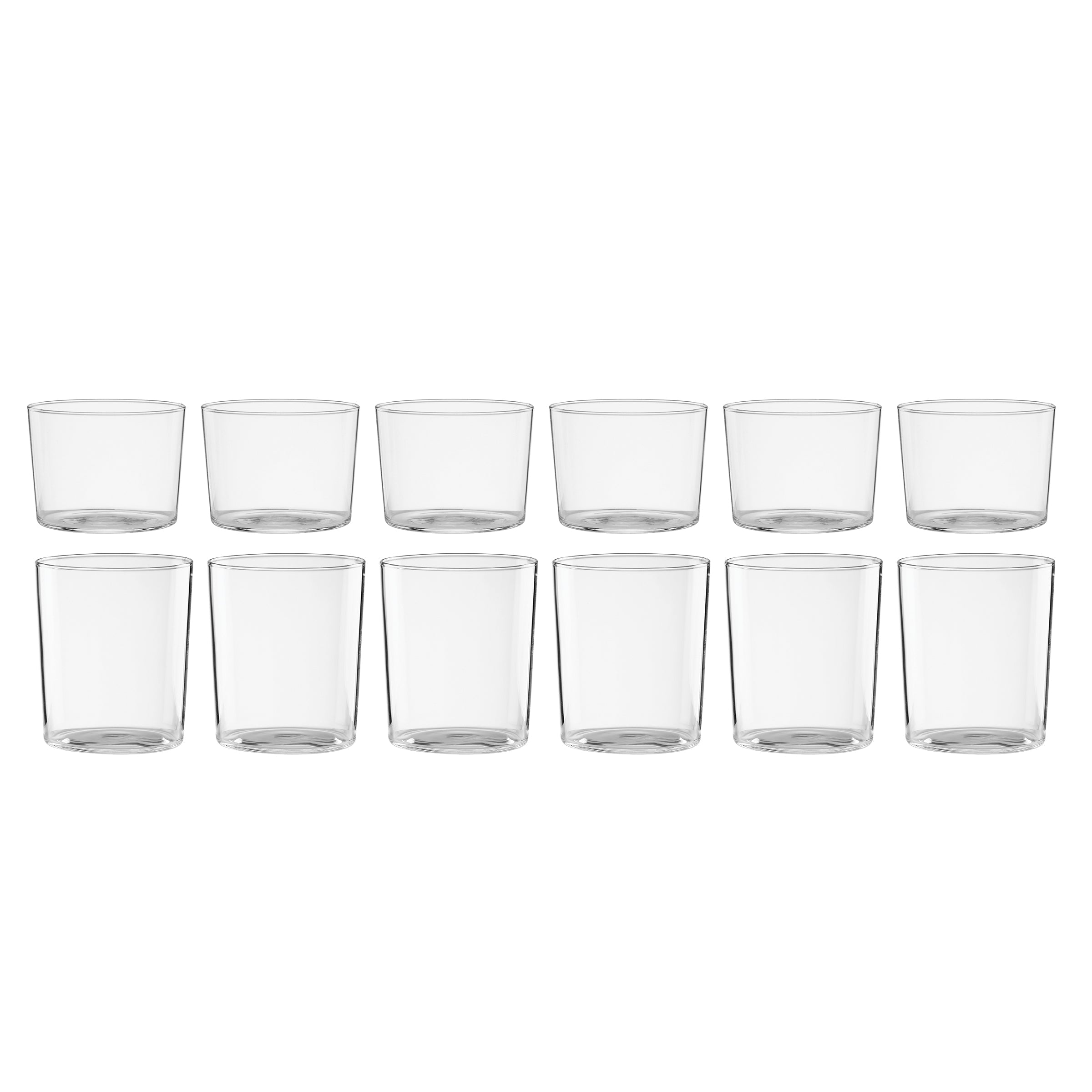 Oneida Stackable Clear Drinking Glasses - Set of 12 Tall & Short