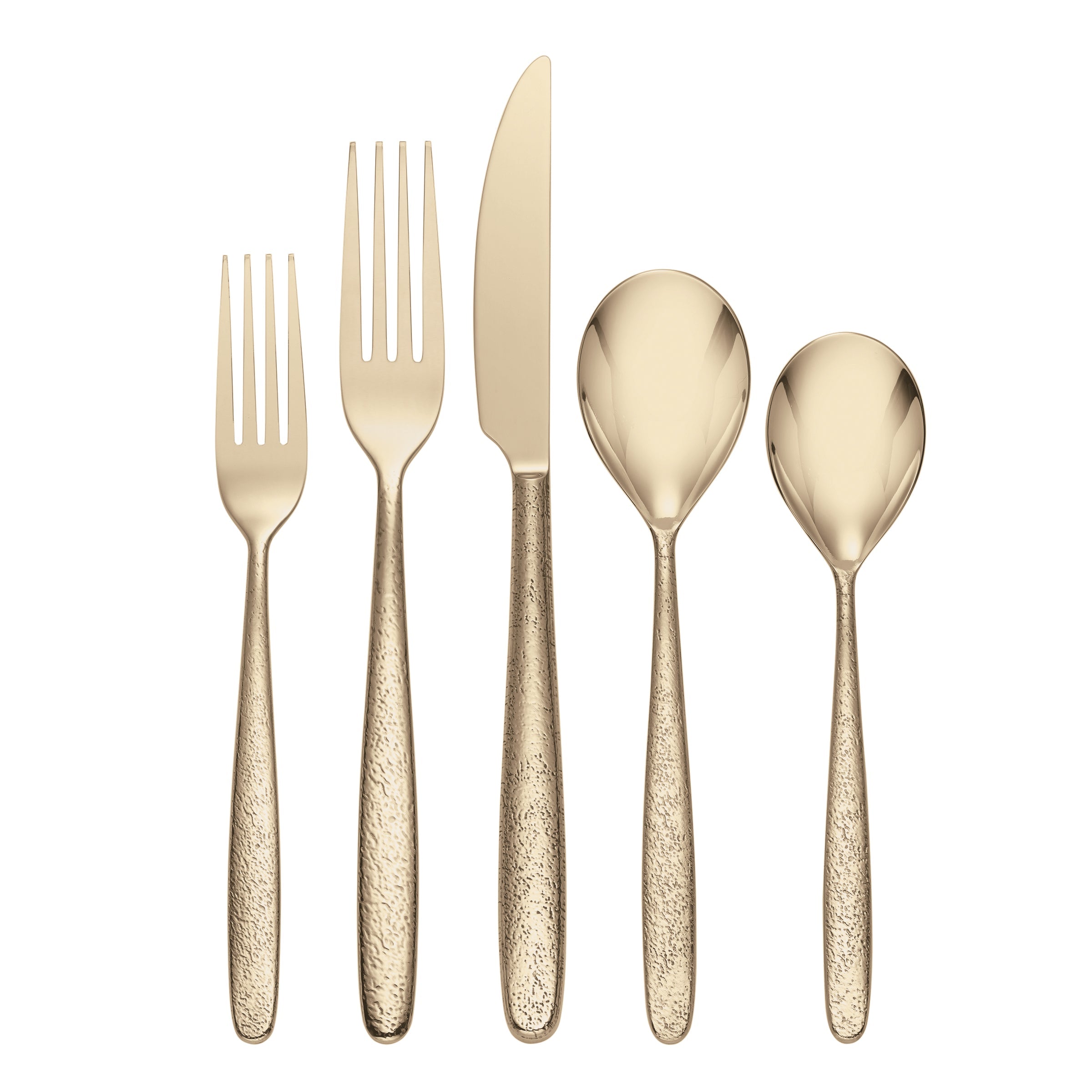 Storm Champagne 20-Piece Flatware Set - Artisanal Textured Design