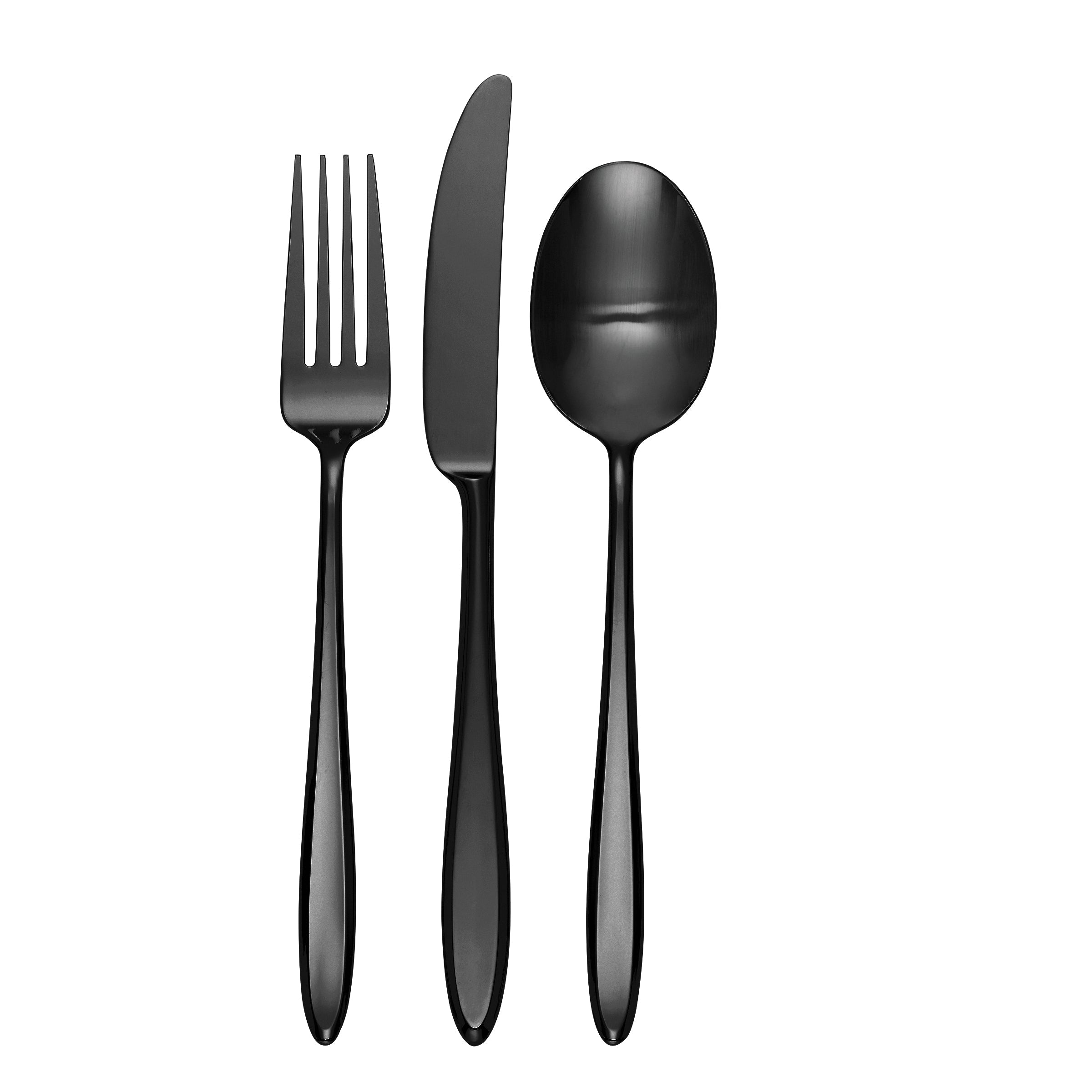 Ayla Black Satin Flatware Set - 12 Piece Modern Cutlery