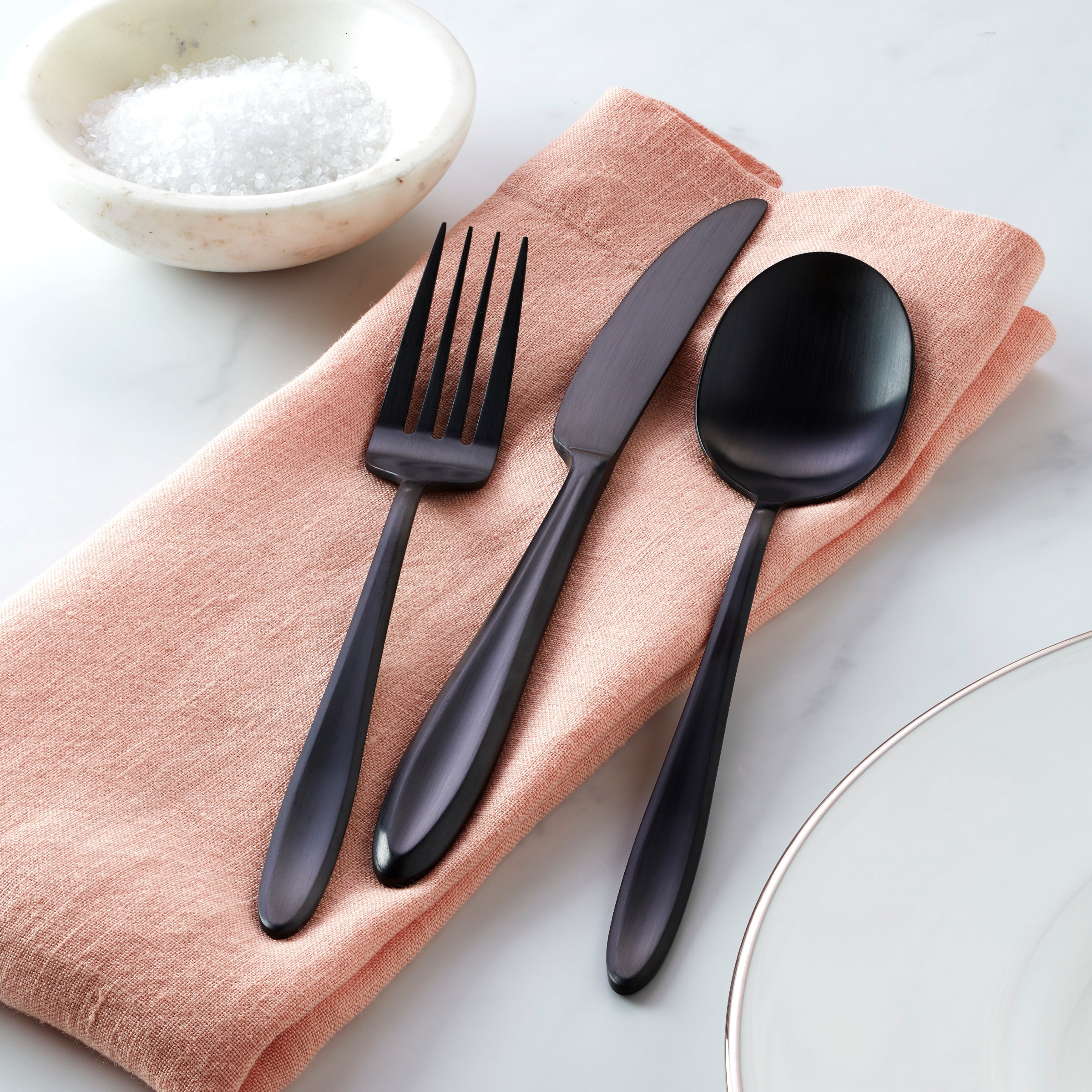 Ayla Black Satin Flatware Set - 12 Piece Modern Cutlery