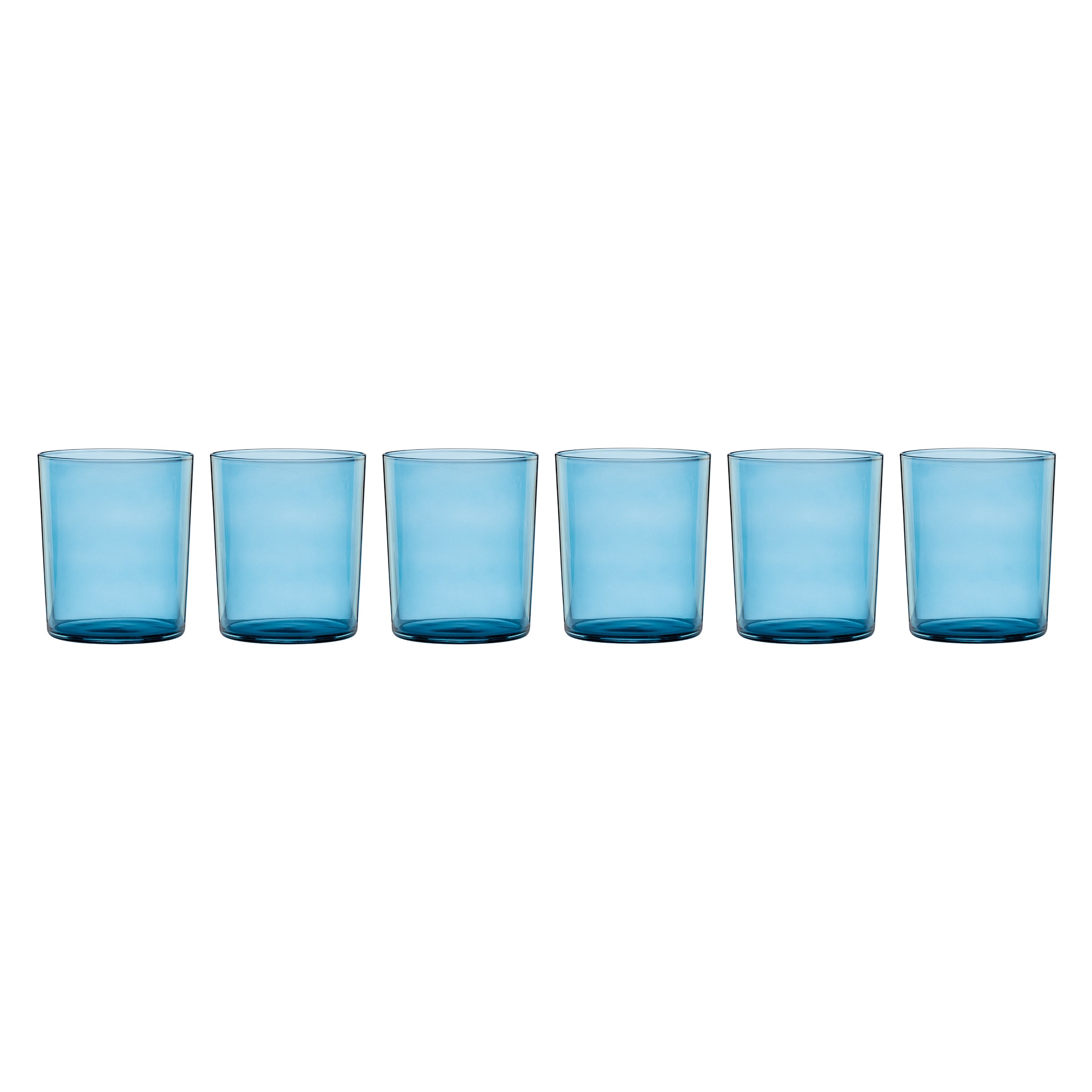 Stackable Blue Drinking Glasses - Set of 6 Tall Cups