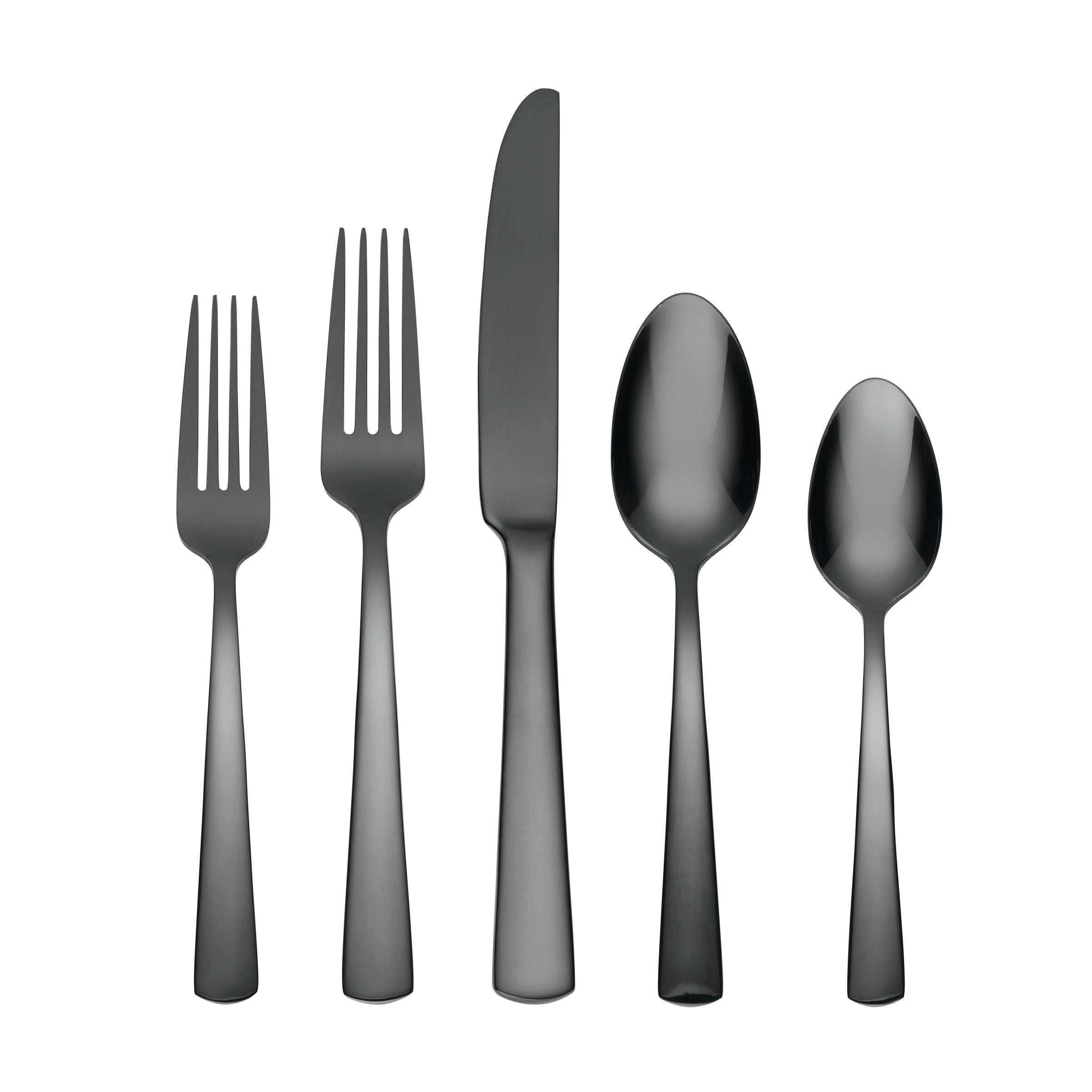 Aptitude 20-Piece Flatware Set - Midnight Glossy Stainless Steel Cutlery