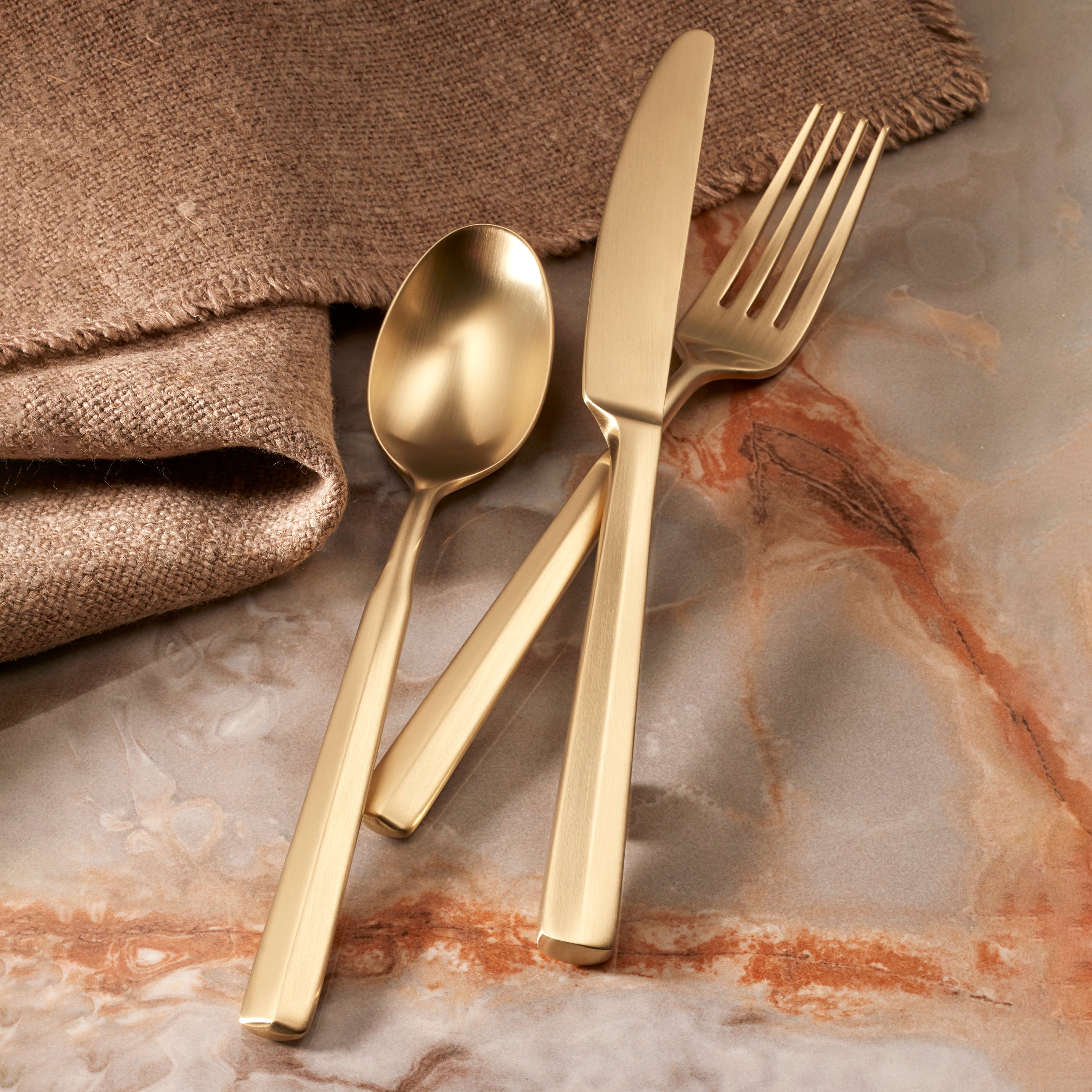 Ryder 20-Piece Champagne Satin Flatware Set - Elegant Dining