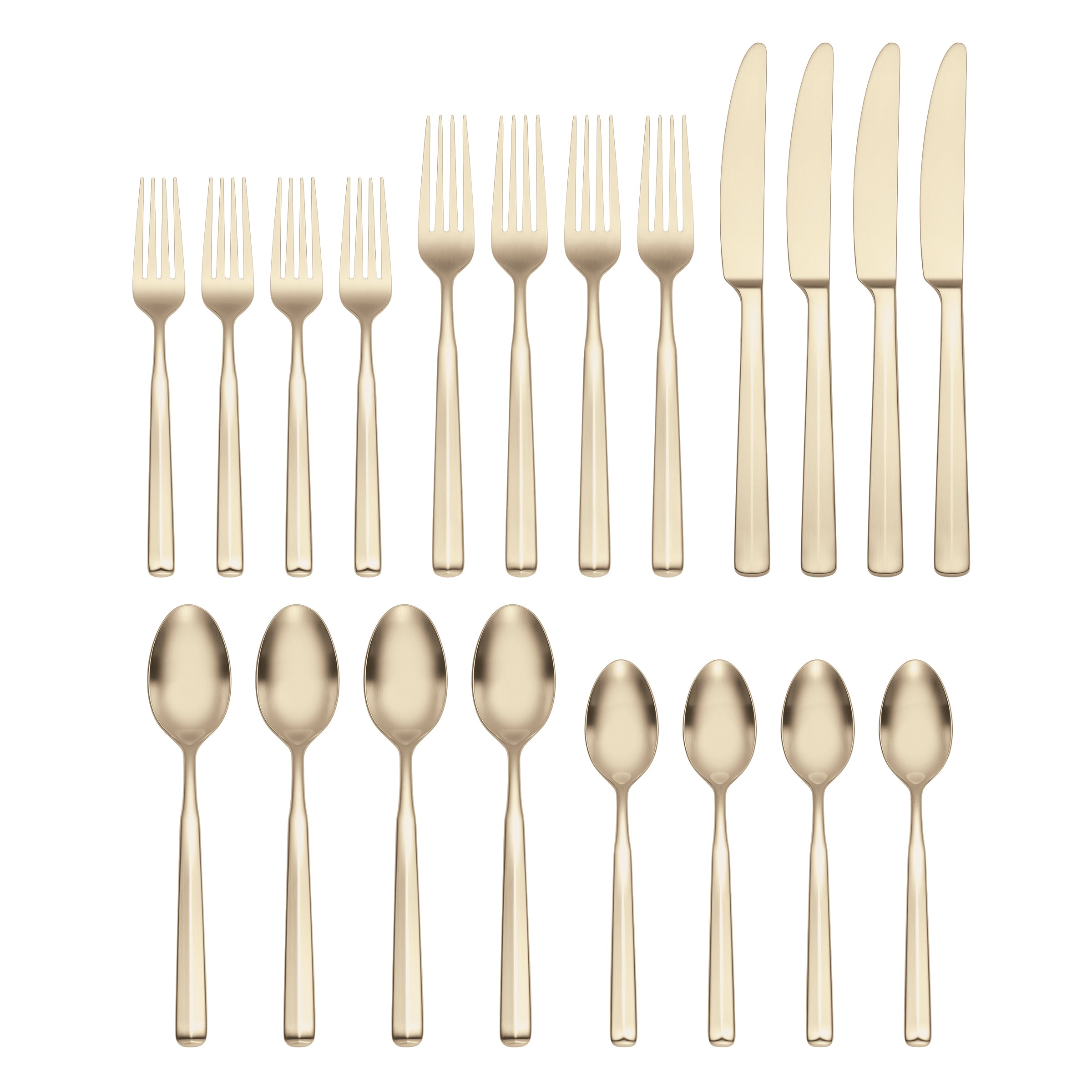 Ryder 20-Piece Champagne Satin Flatware Set - Elegant Dining