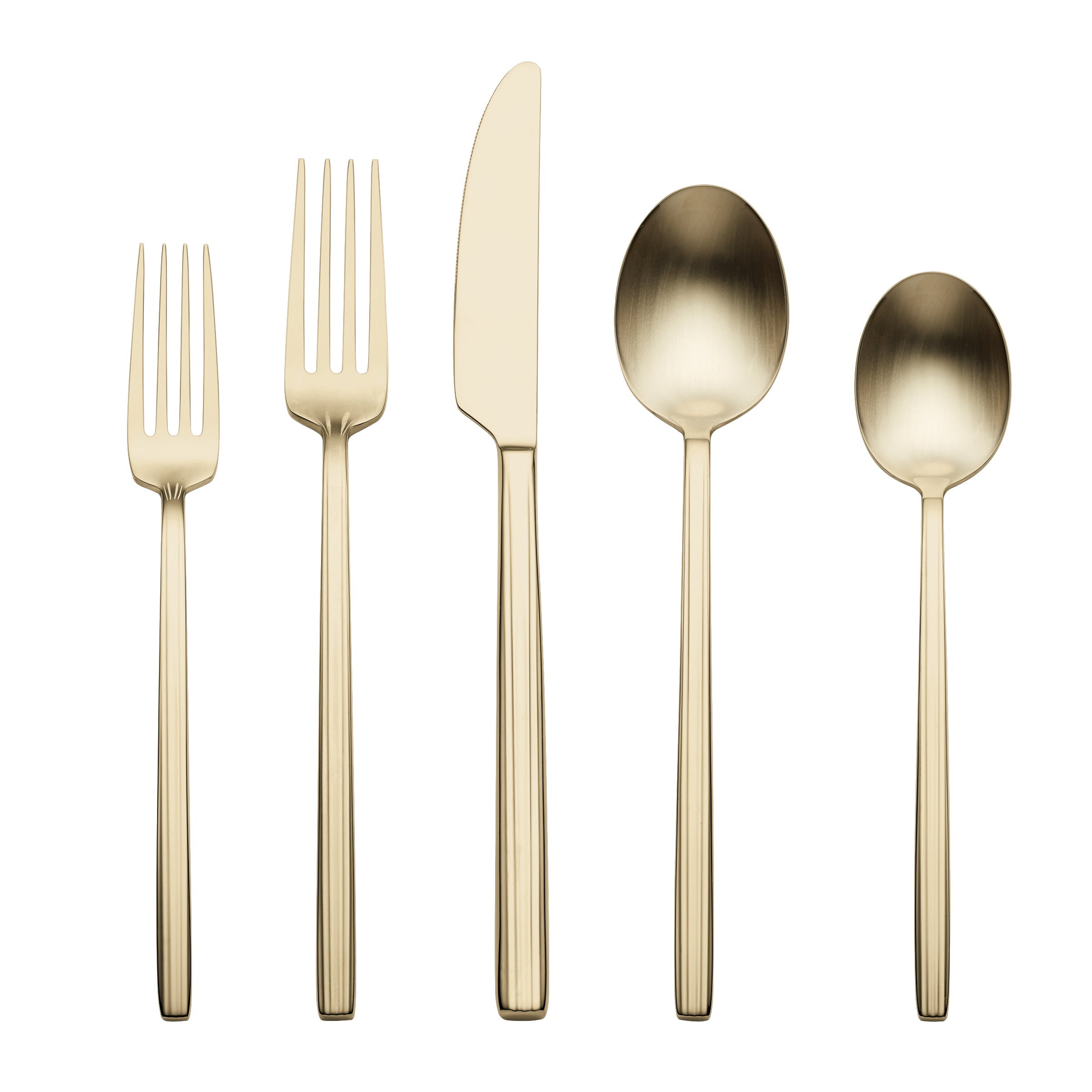 Dean 20-Piece Flatware Set - Champagne Satin Finish, Modern Design
