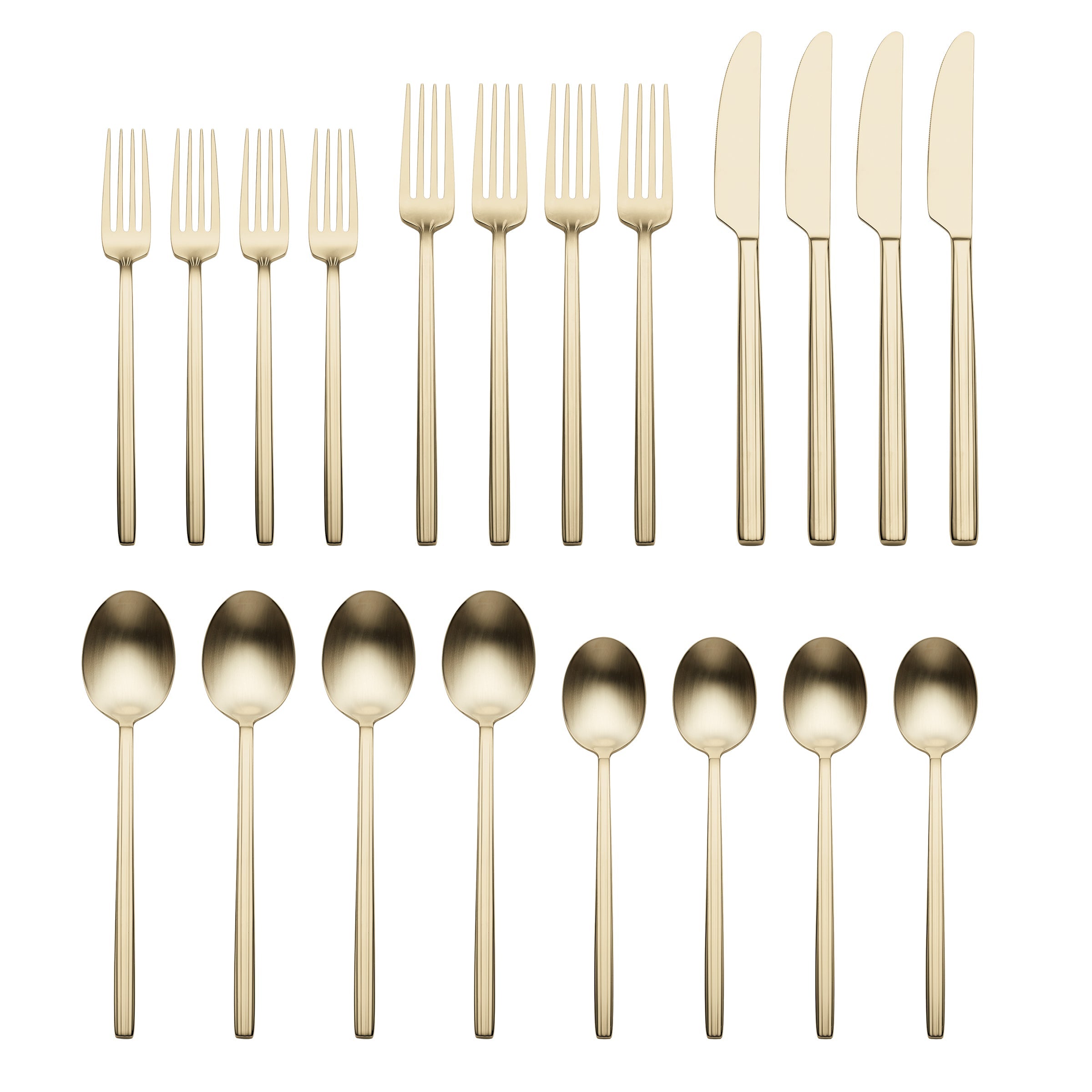 Dean 20-Piece Flatware Set - Champagne Satin Finish, Modern Design