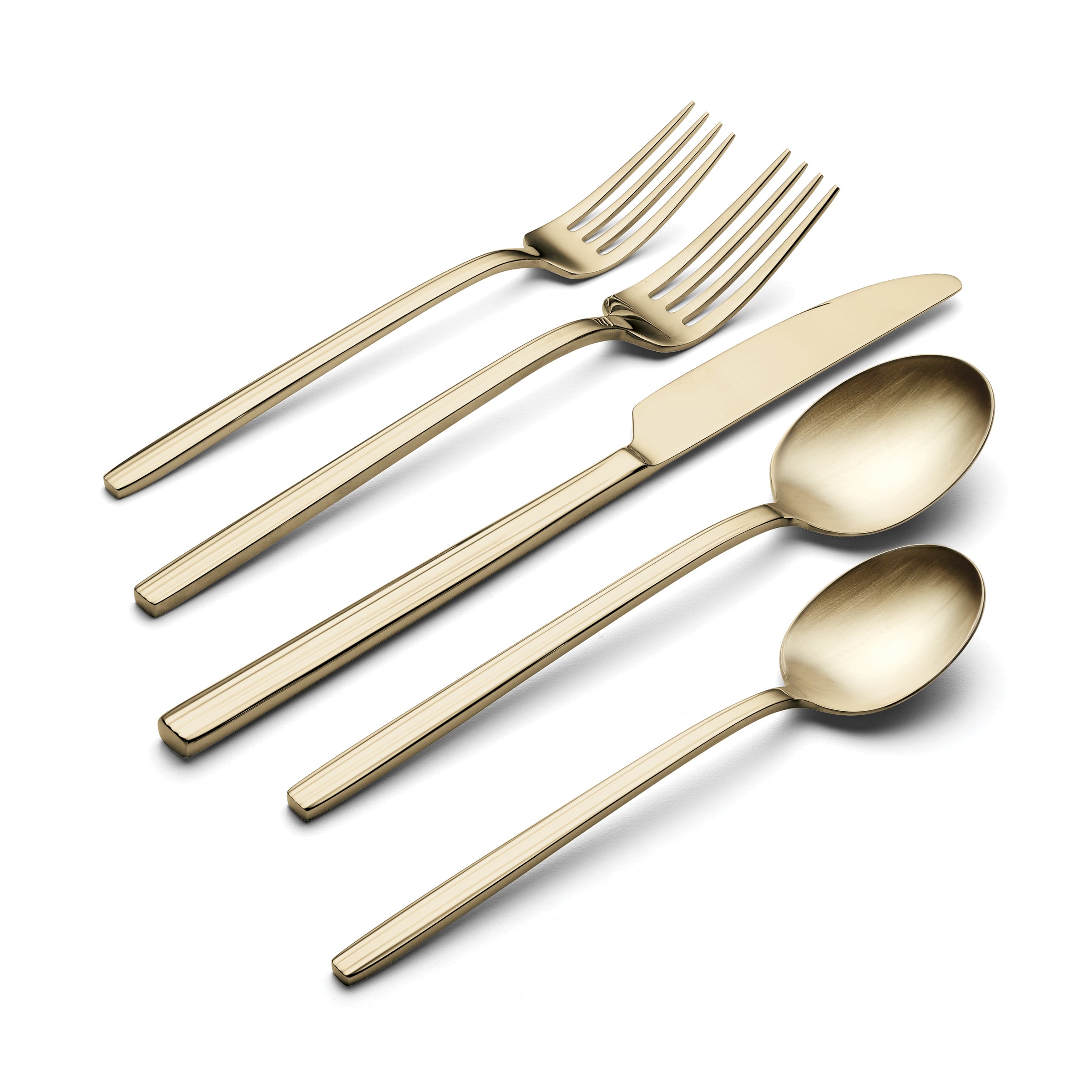 Dean 20-Piece Flatware Set - Champagne Satin Finish, Modern Design
