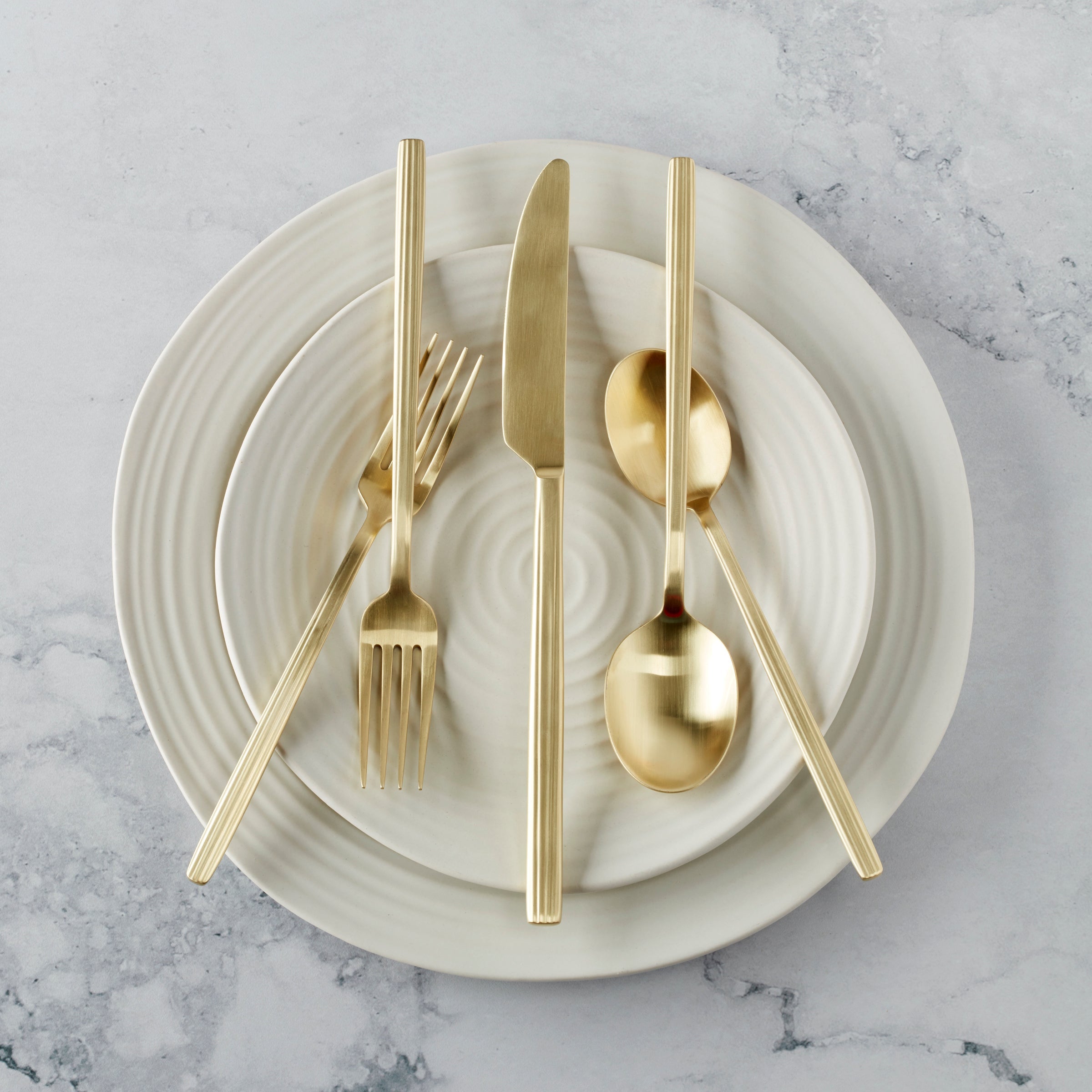Dean 20-Piece Flatware Set - Champagne Satin Finish, Modern Design