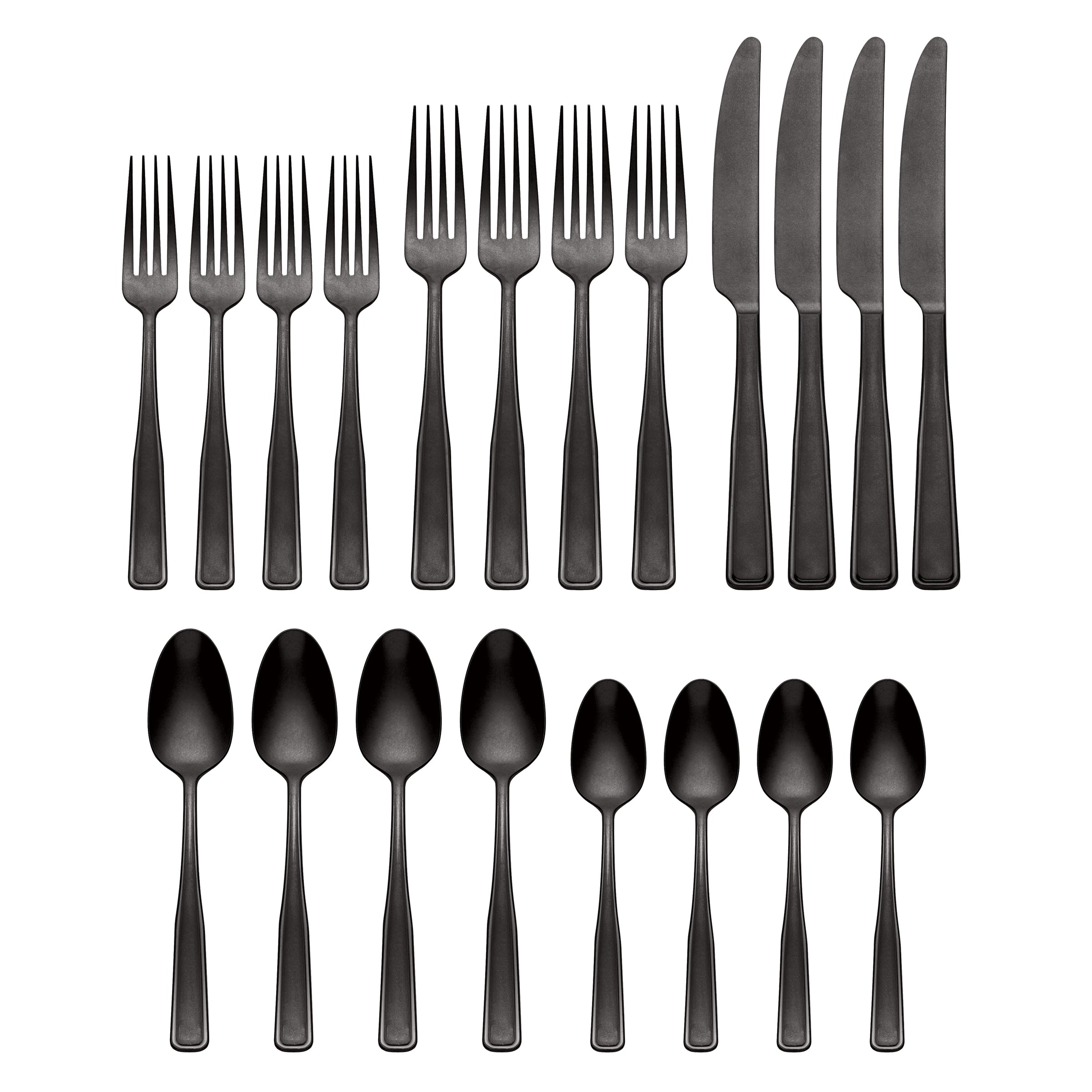 Reid Vintage 20-Piece Flatware Set - Classic Black Silverware