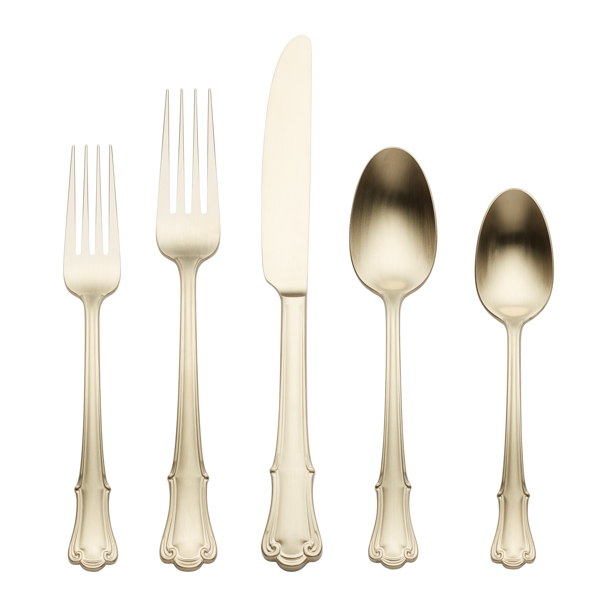 James Street 20-Piece Flatware Set in Champagne Satin Finish