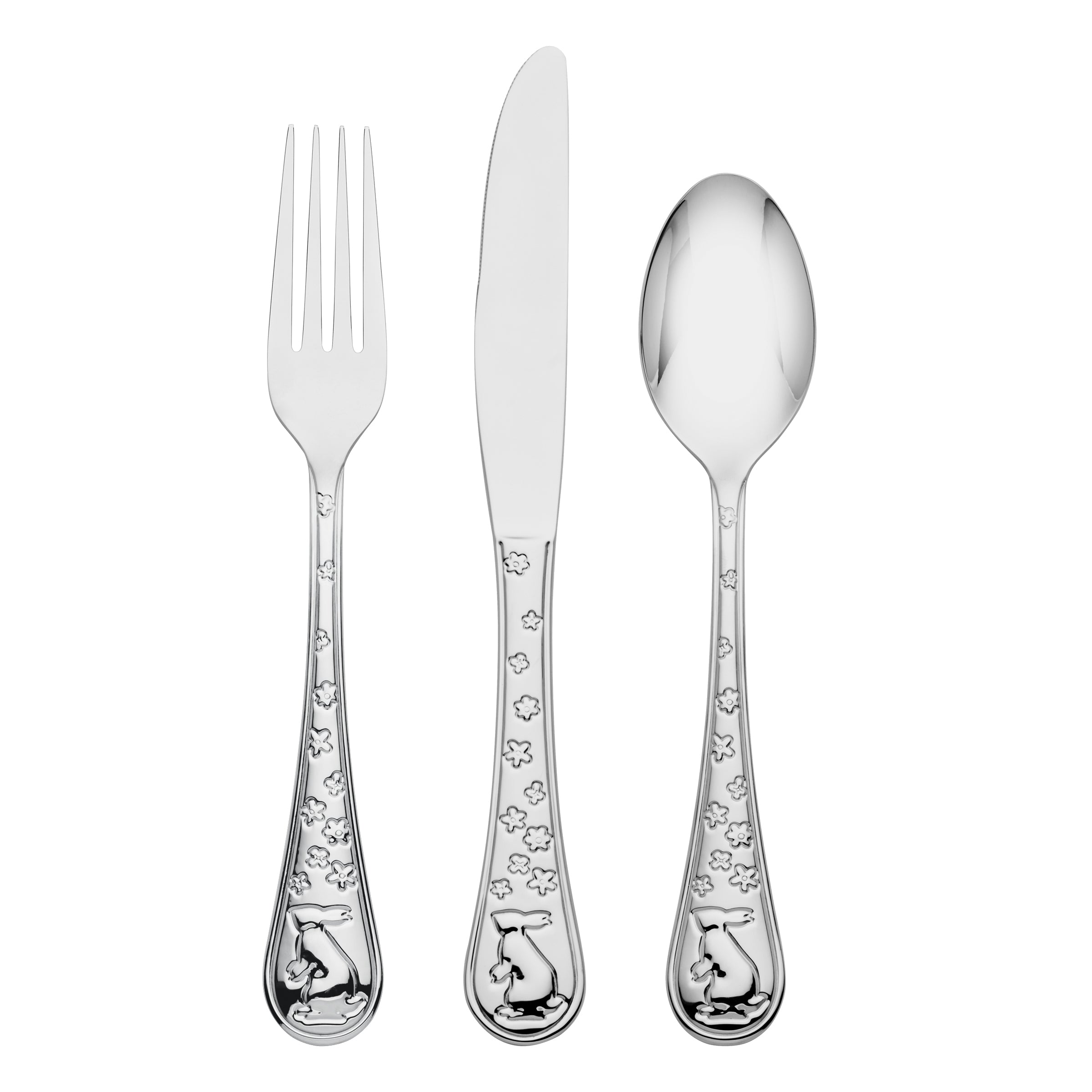 Bunny Hop Easter Flatware Set - 12 Piece Spring Dinnerware