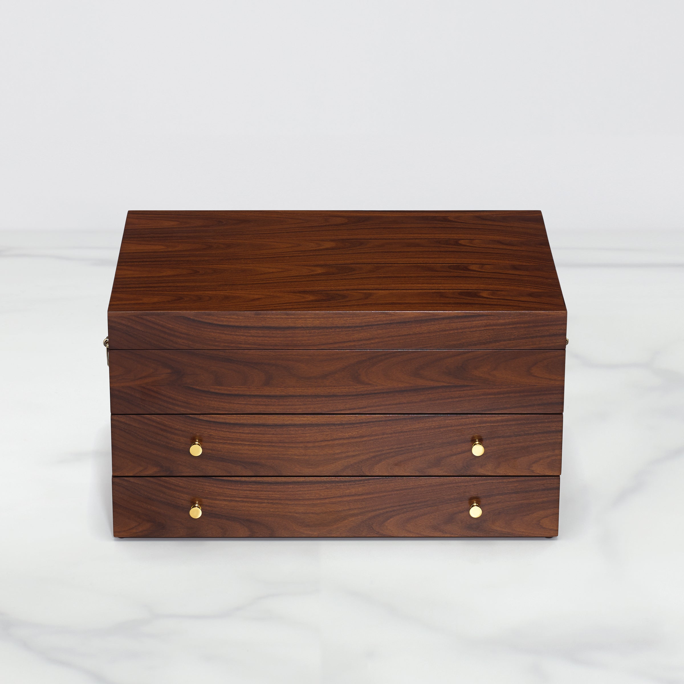 Rosewood Flatware Storage Chest for 24-Piece Sets with Drawers
