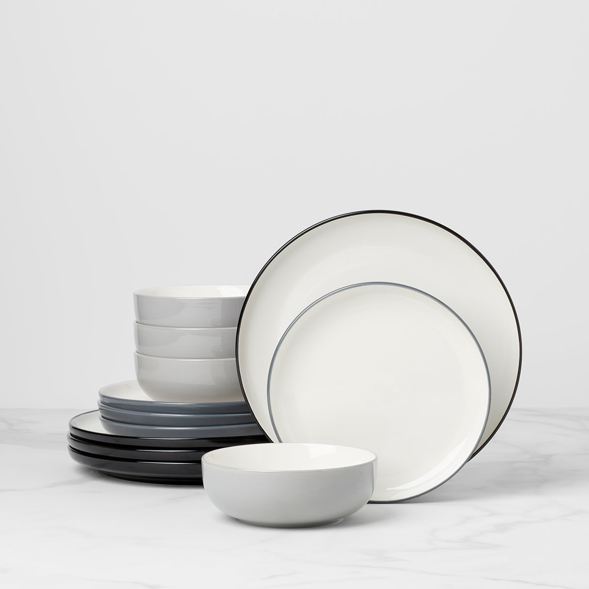 24 Seven Colors Ombre Porcelain Dinnerware Set - 12-Piece