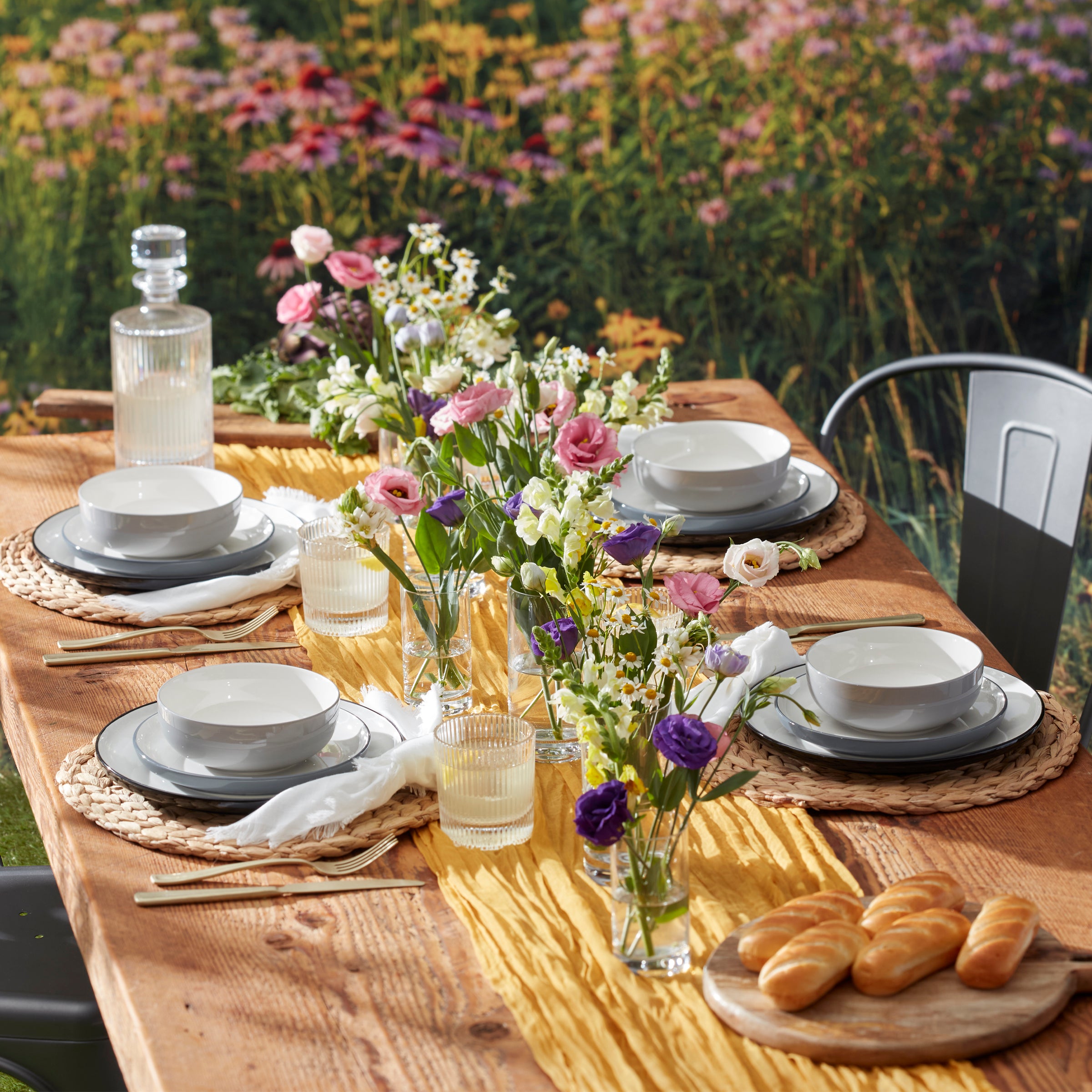 24 Seven Colors Ombre Porcelain Dinnerware Set - 12-Piece