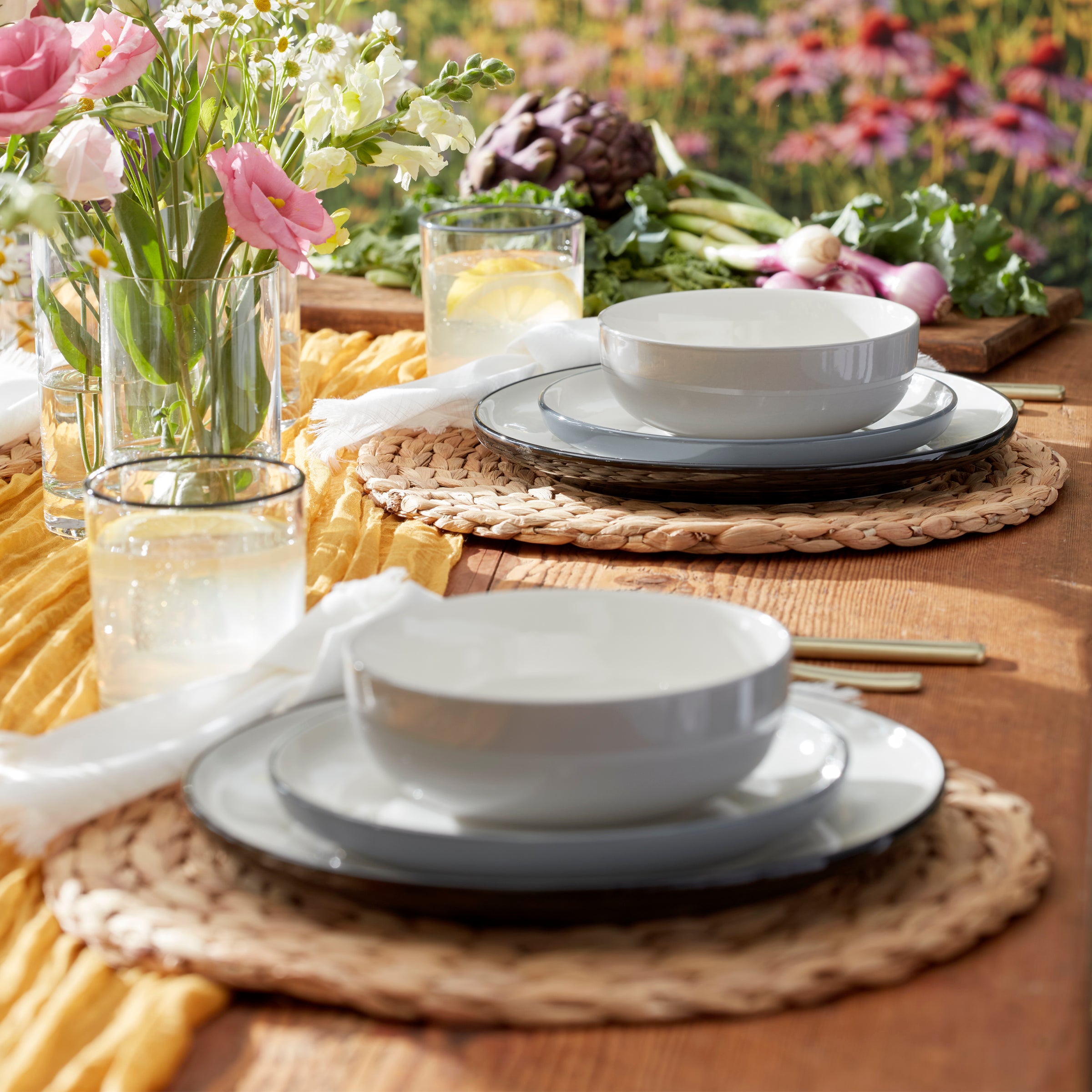 24 Seven Colors Ombre Porcelain Dinnerware Set - 12-Piece