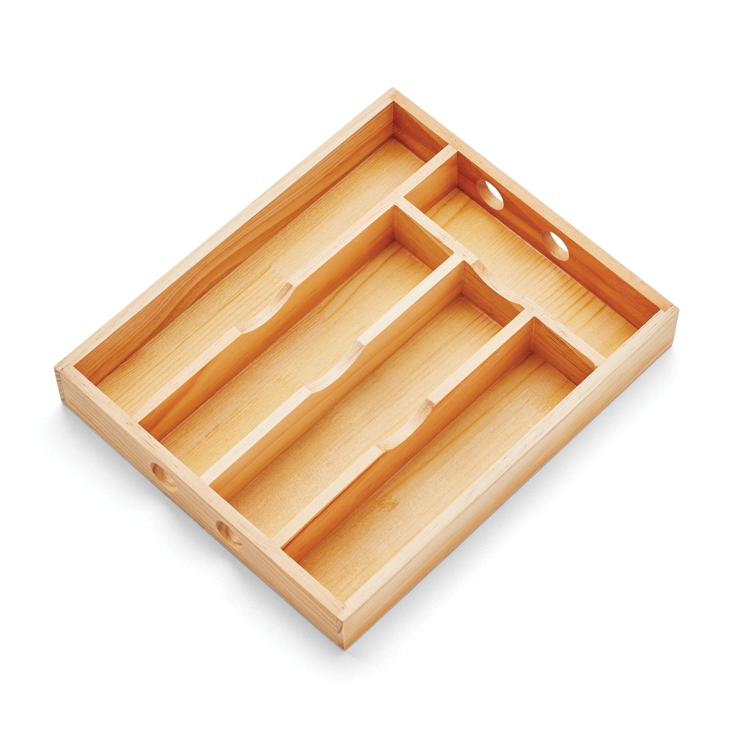 Natural Wood Flatware Organizer for Kitchen Drawer Storage