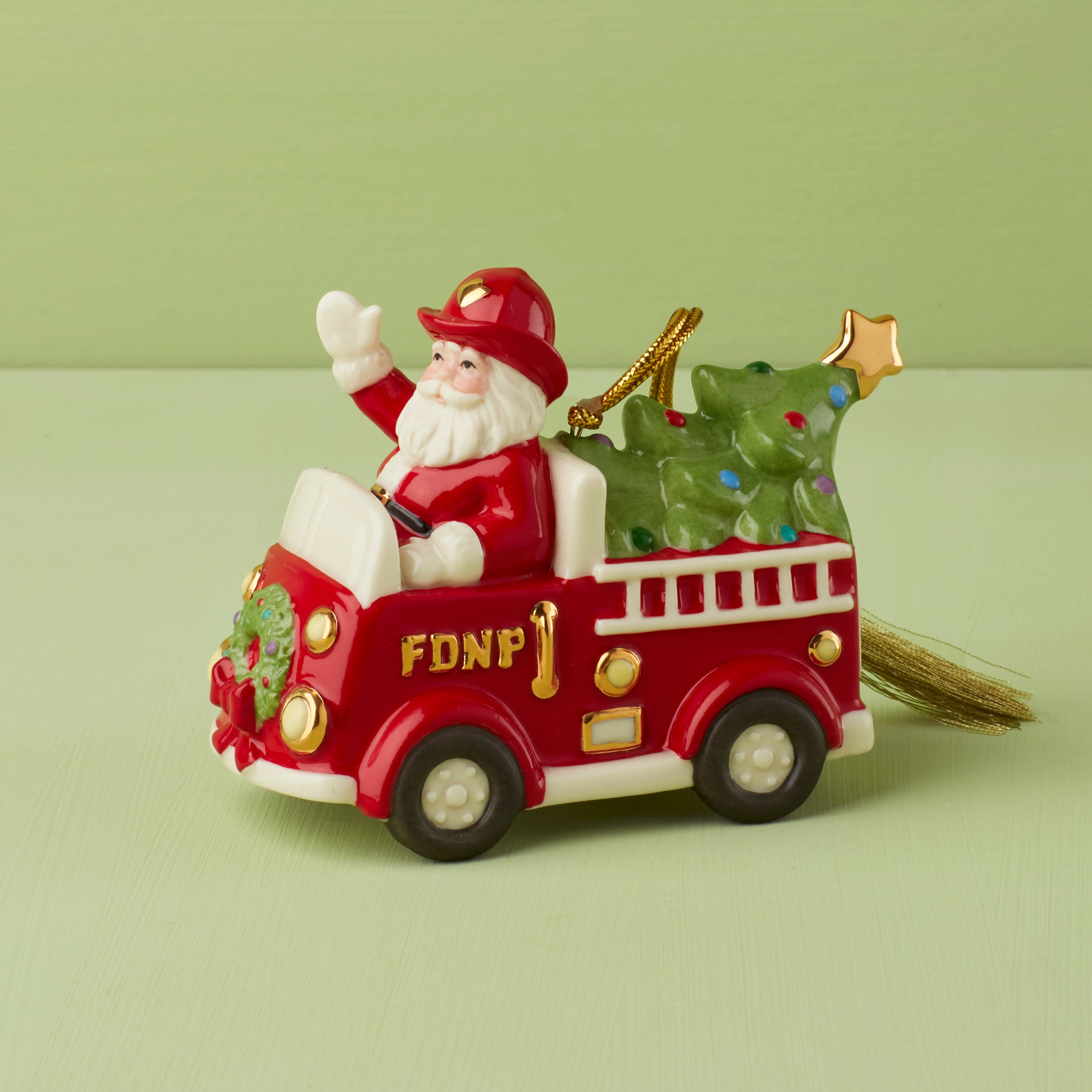 Santa Fire Truck Christmas Ornament - FDNP Keepsake