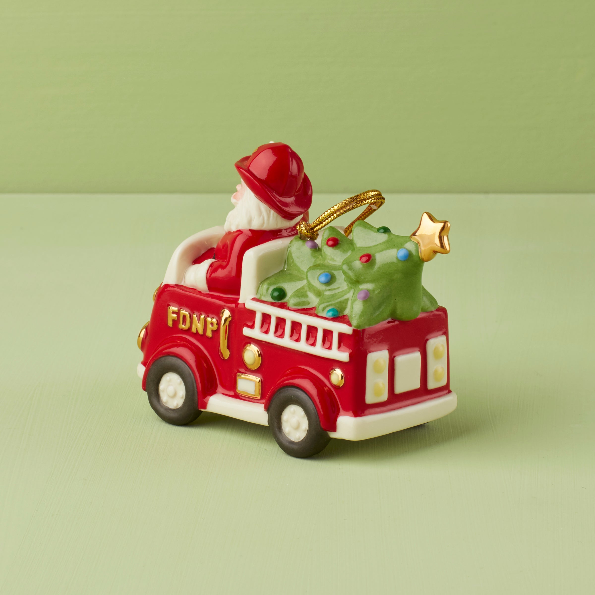 Santa Fire Truck Christmas Ornament - FDNP Keepsake