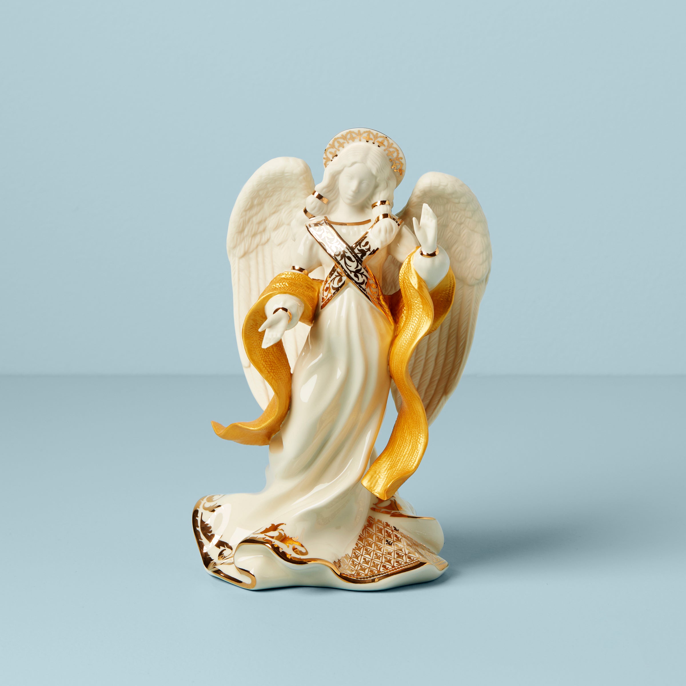 First Blessing Angel of Peace Nativity Figurine with Gold Accents