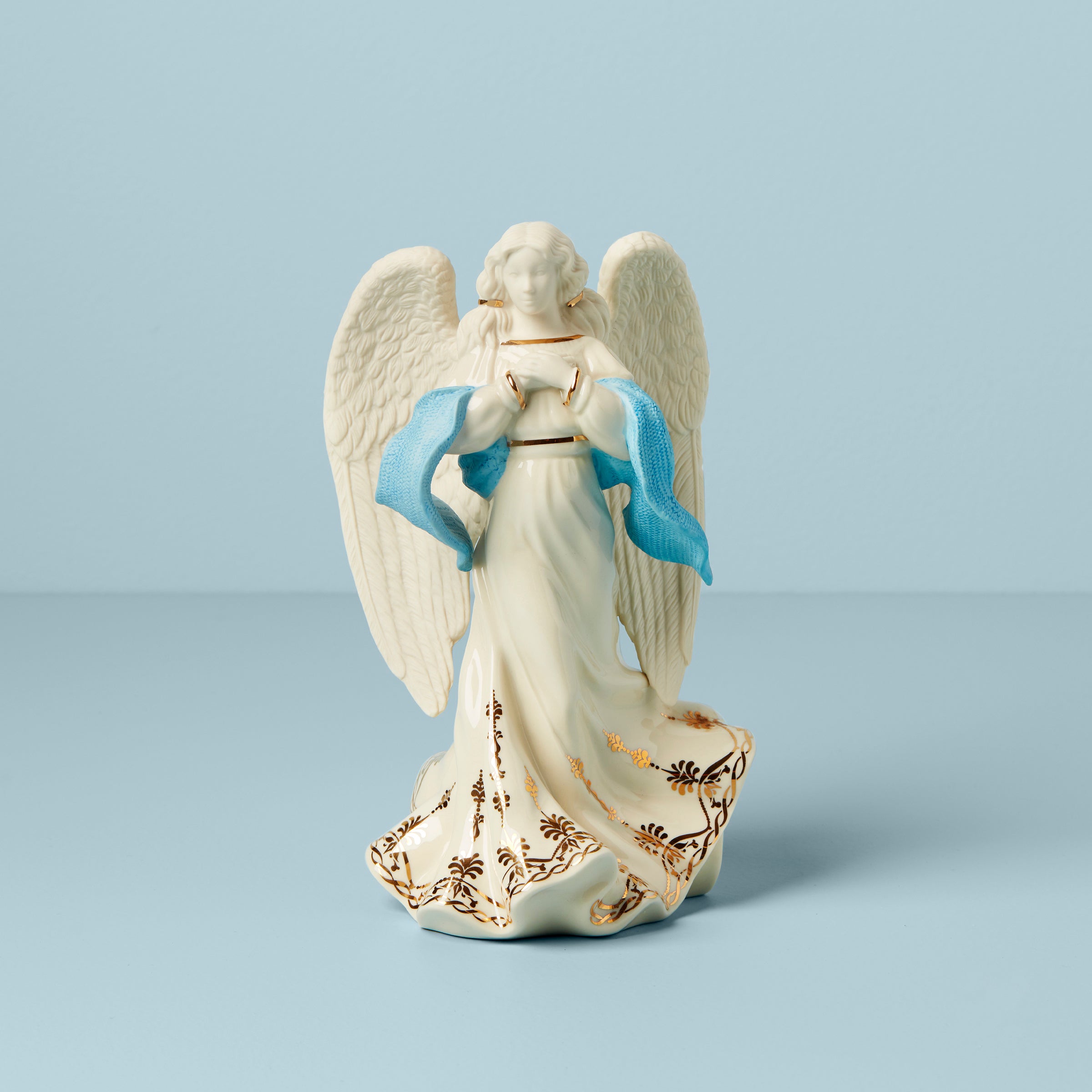 First Blessing Angel of Hope Nativity Figurine - Ceramic with Gold Accents