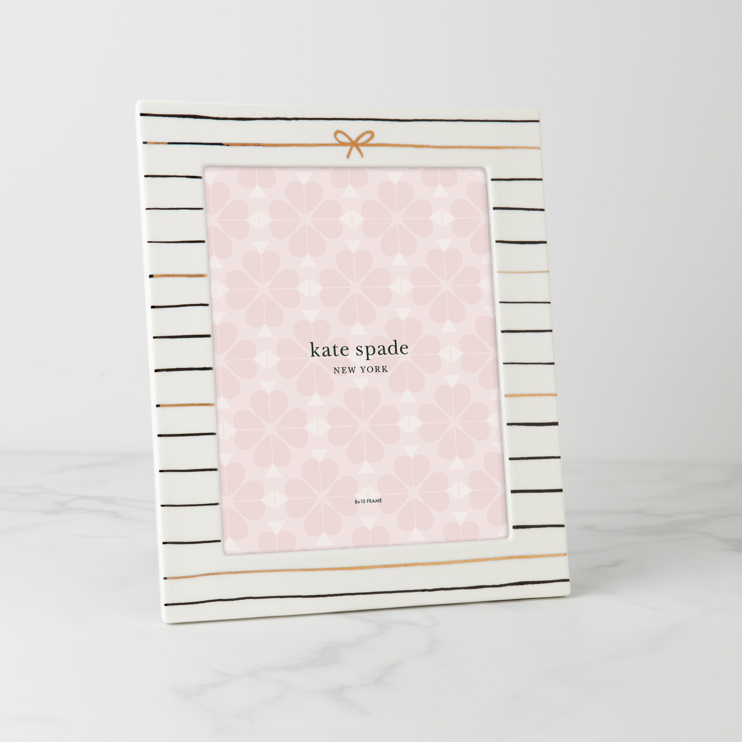 Charmed Life Silver & Gold Striped 8x10 Picture Frame with Bow