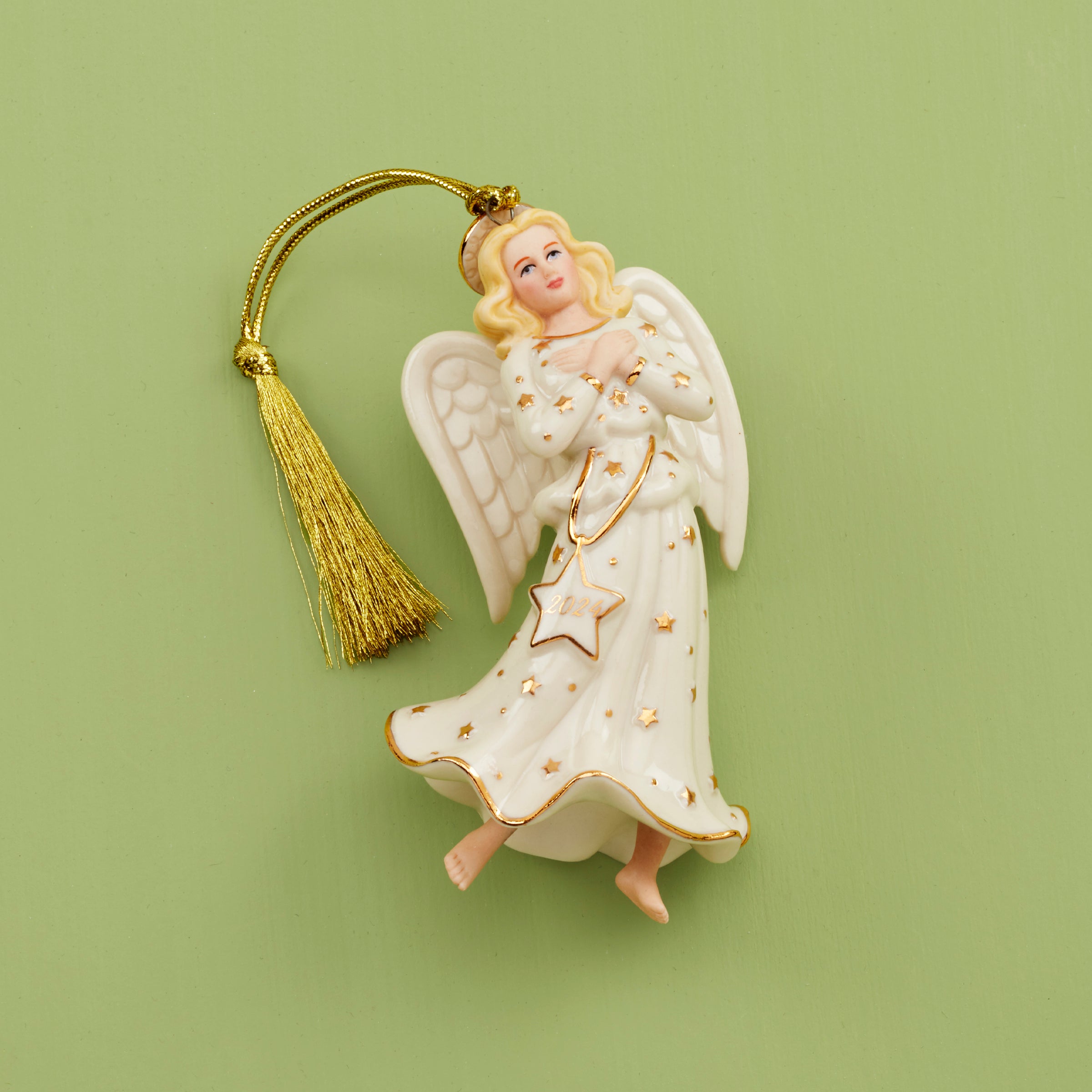 Porcelain Angel Christmas Ornament with 24K Gold Detailing (2024)