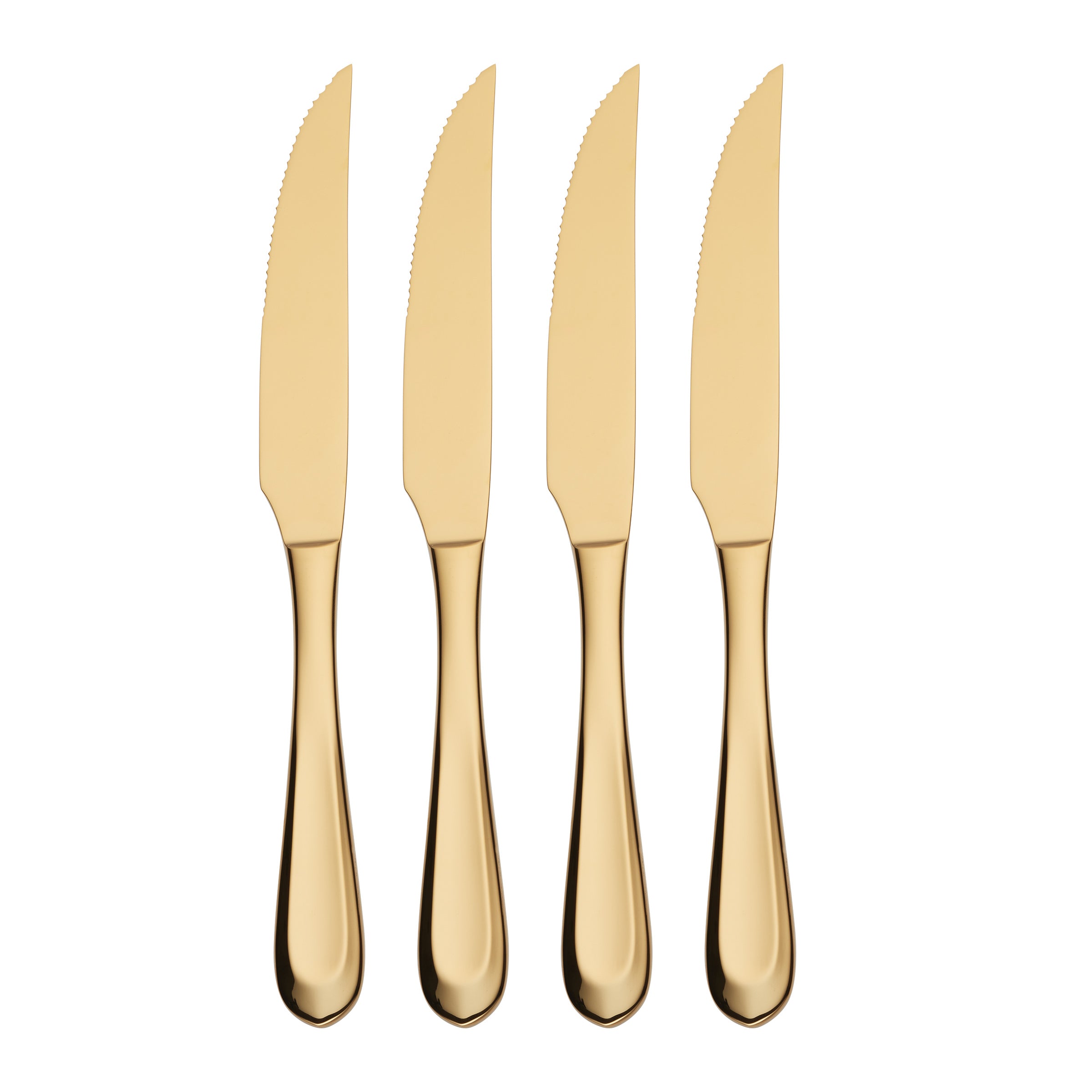 Gold Steak Knives Set of 4 - Stainless Steel with Elegant Handles