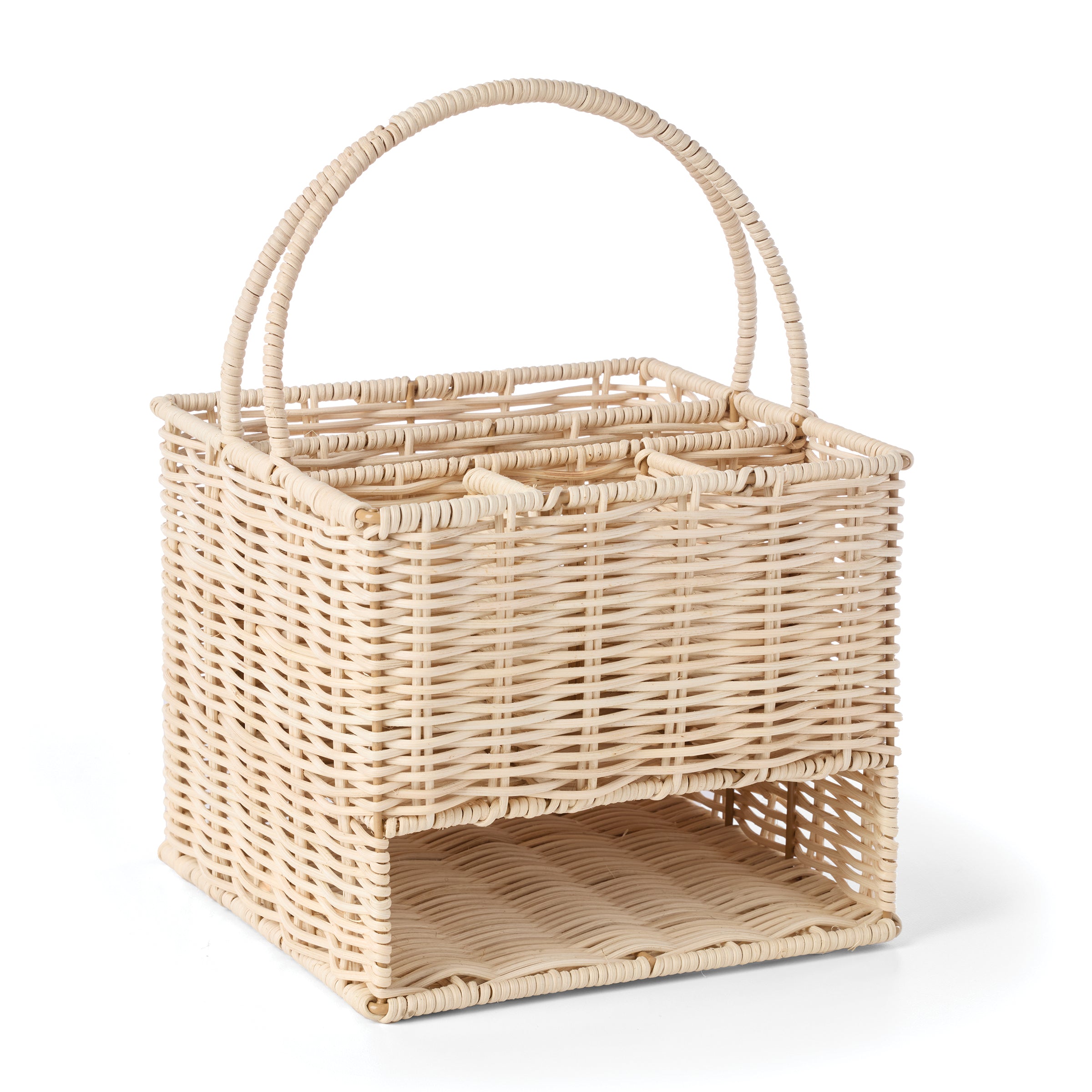 24 Seven Rattan Flatware Caddy - Rustic Modern Table Storage