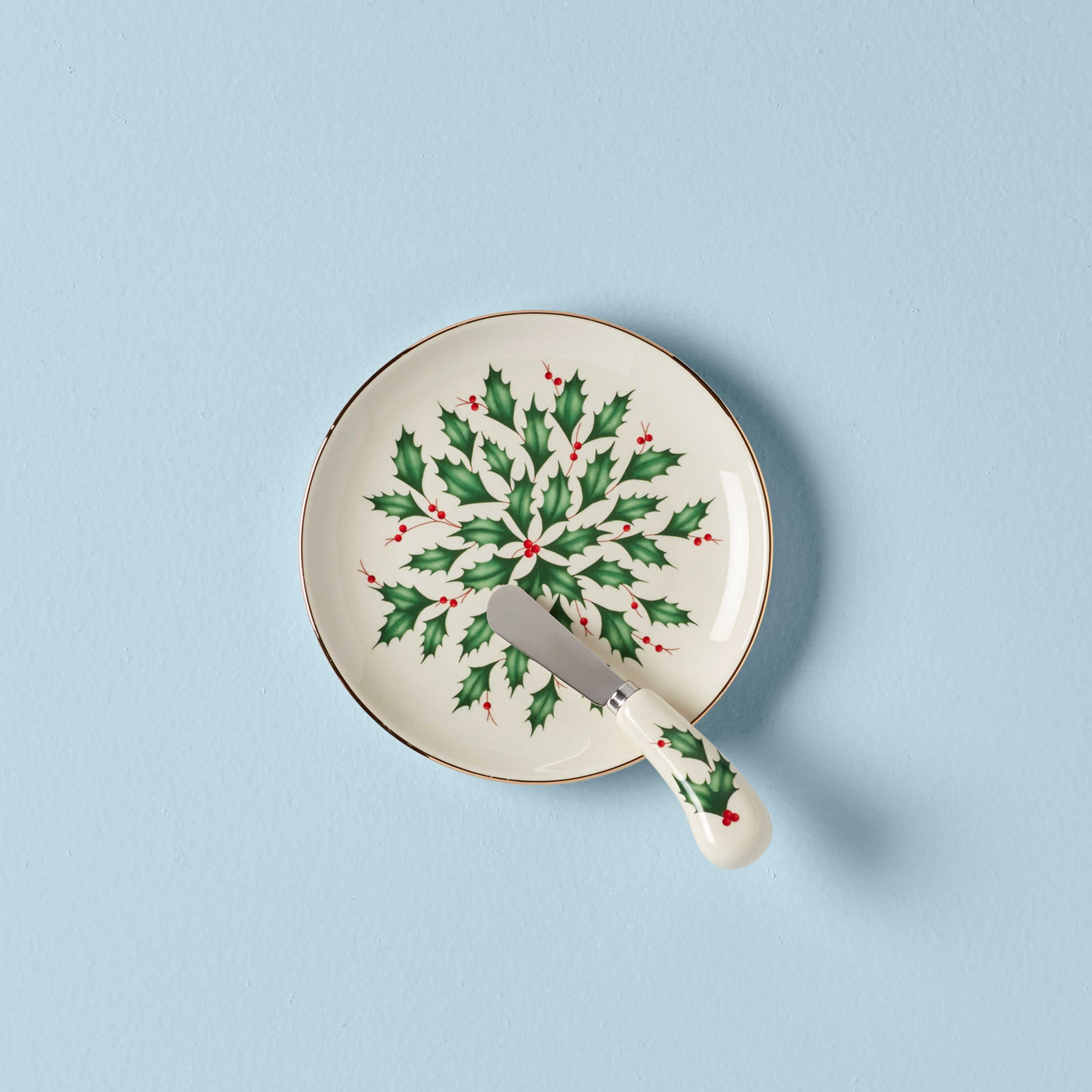 Holiday Cheese Board Set with Ceramic Tray & Gold Accents