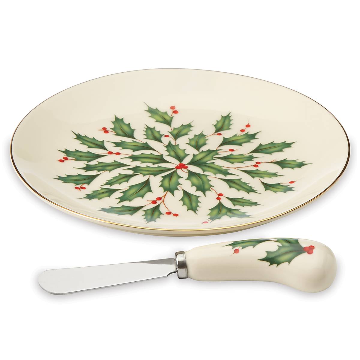 Holiday Cheese Board Set with Ceramic Tray & Gold Accents