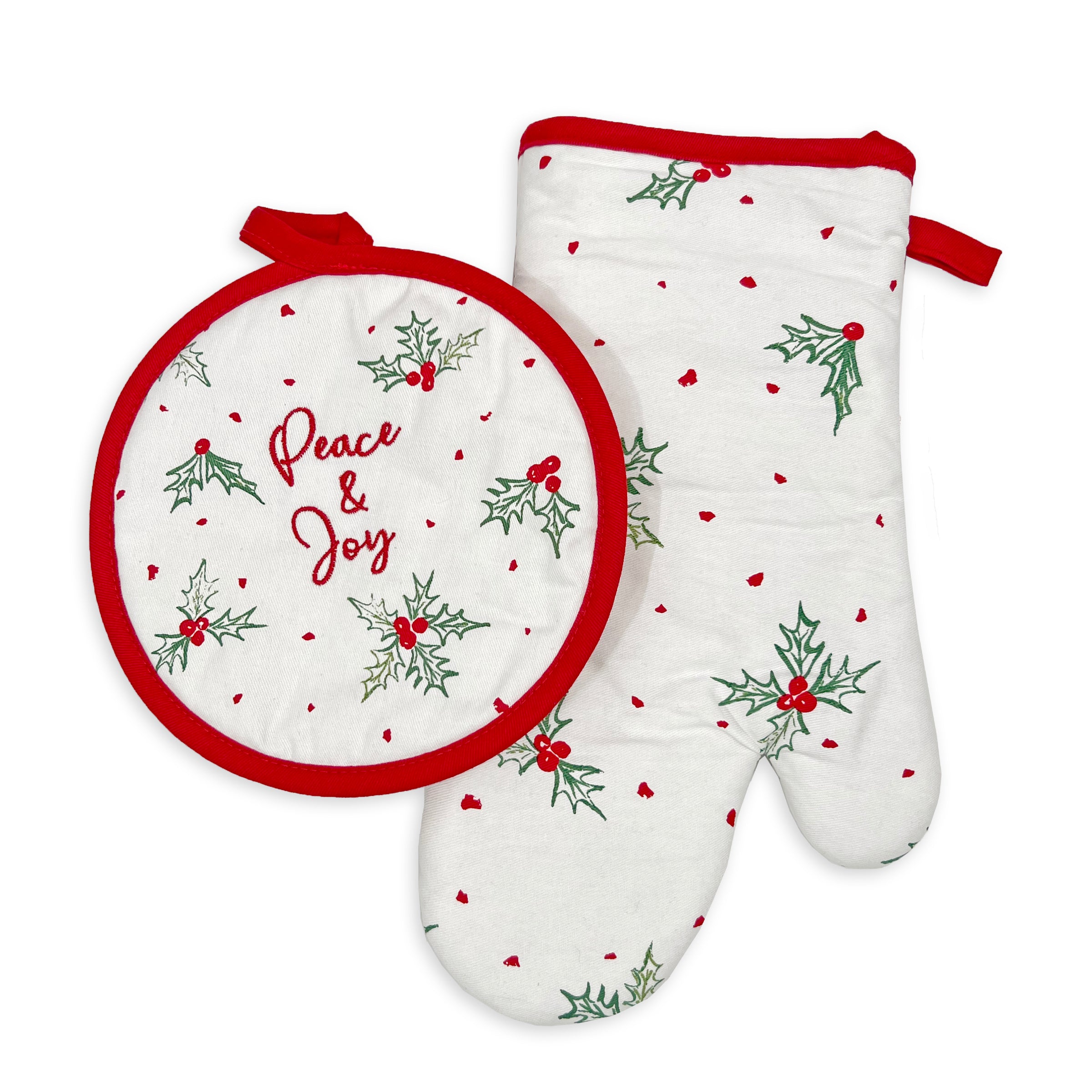 Bayberry Holiday Oven Mitt & Pot Holder Set - 2-Piece