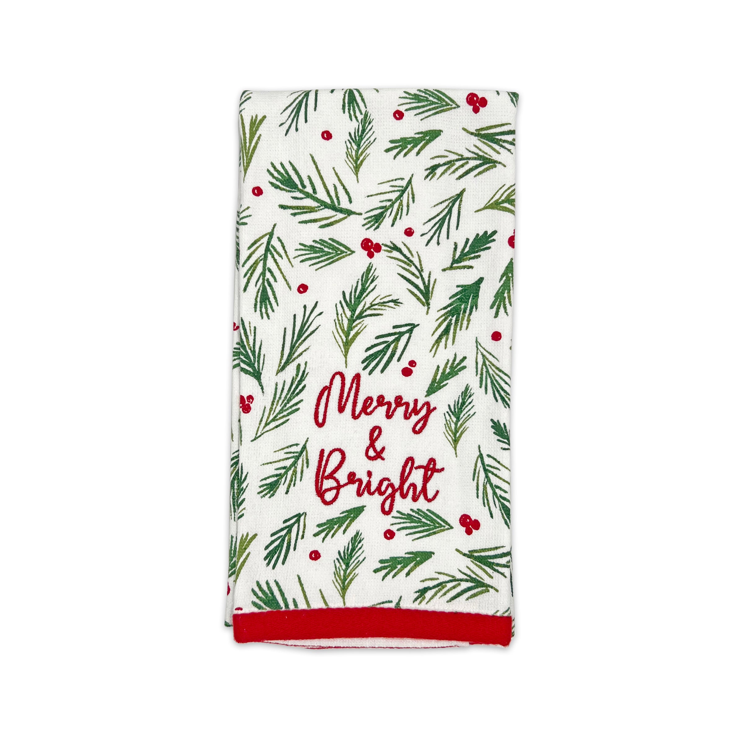 Bayberry Christmas Kitchen Towels - Set of 4 Holiday Dish Towels