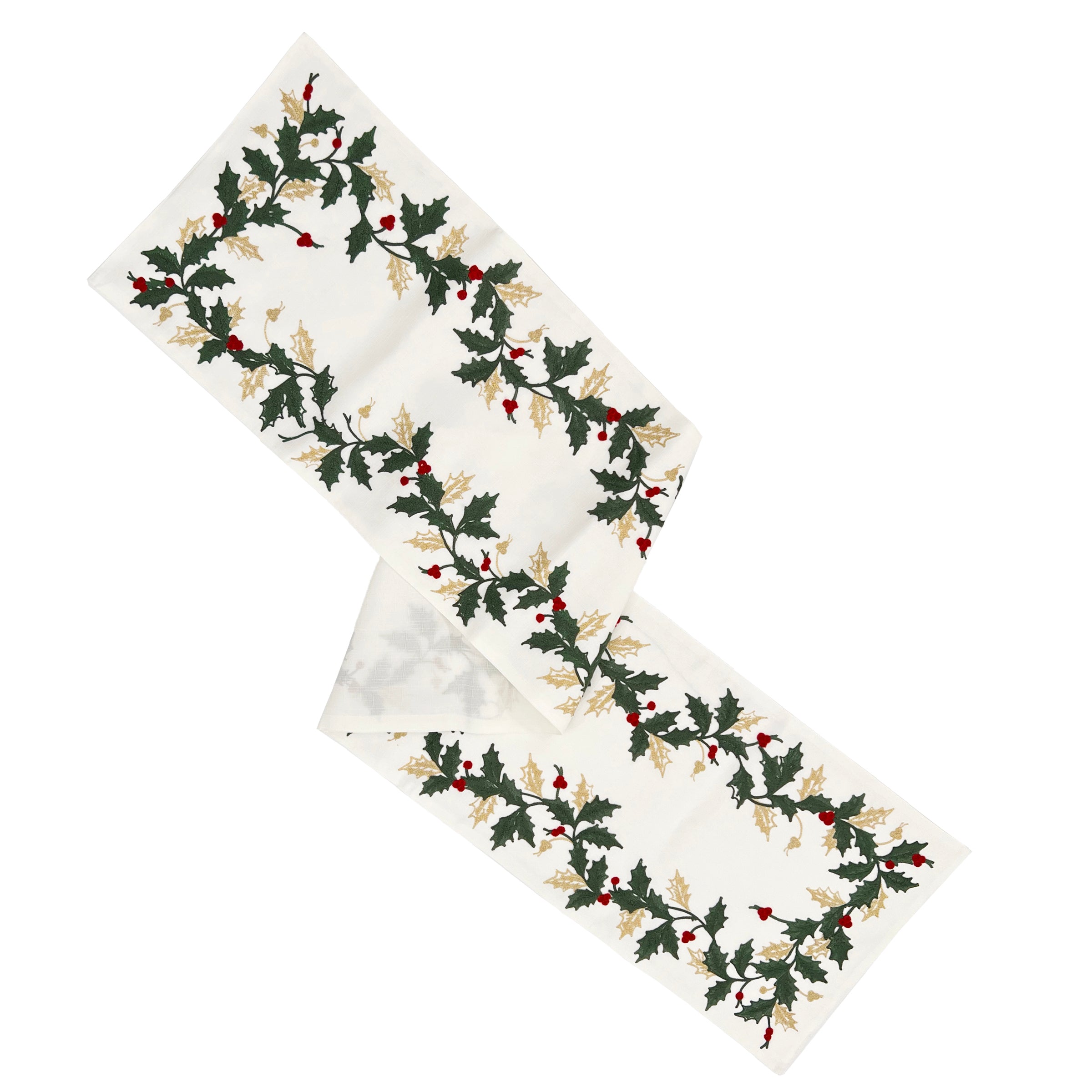 Holiday Embroidered Table Runner 14x70 for Festive Dining