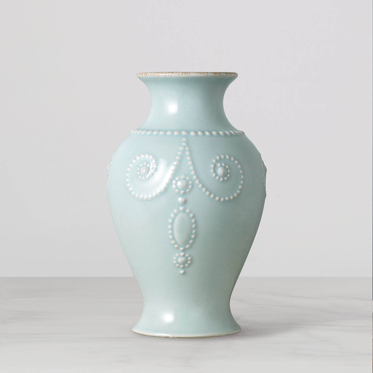 Ice Blue Beaded Bouquet Vase - French Perle Stoneware Gift