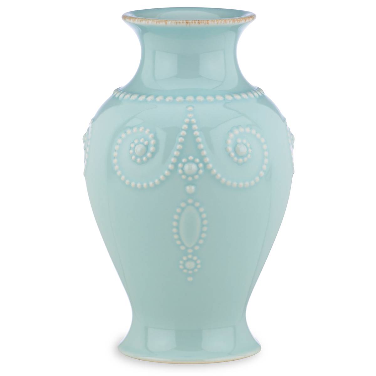 Ice Blue Beaded Bouquet Vase - French Perle Stoneware Gift