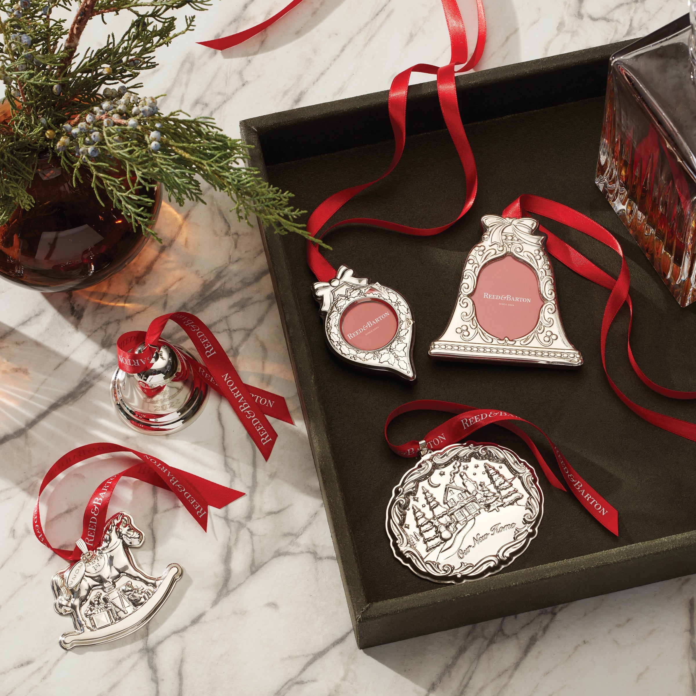 Sterling Silver Bell Ornament Frame - Holiday Engraved Keepsake