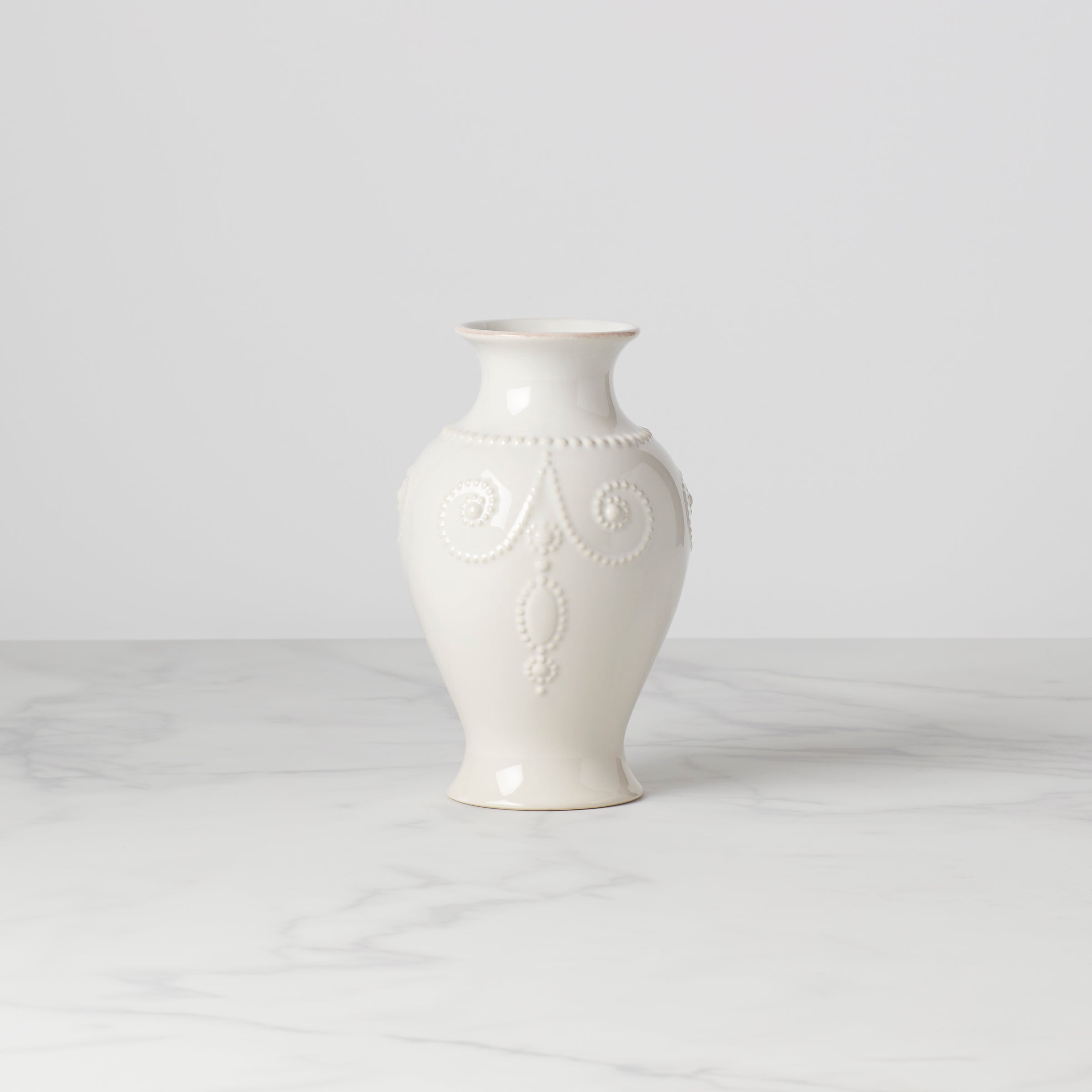 White Beaded Ceramic Vase - French Perle Bouquet Gift