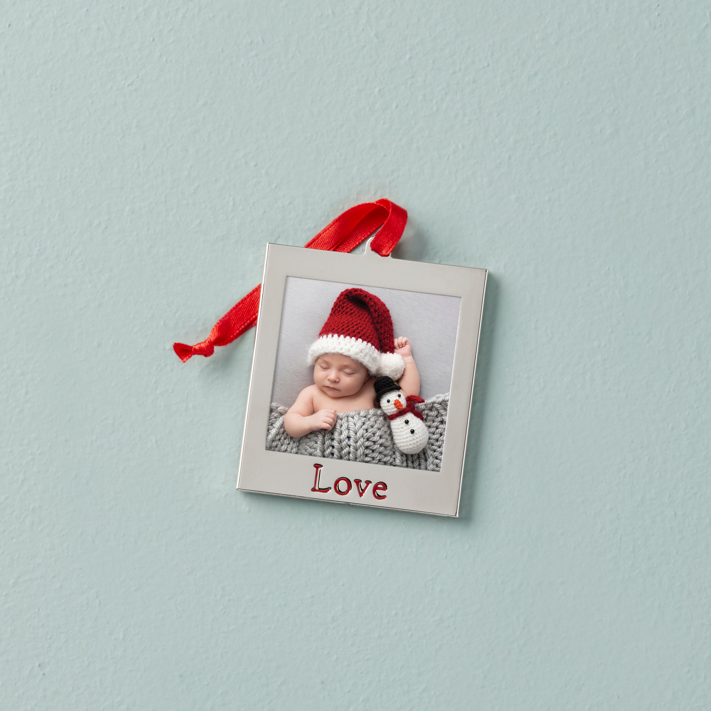 Silver Plated Love Photo Frame Ornament with Picture Slot