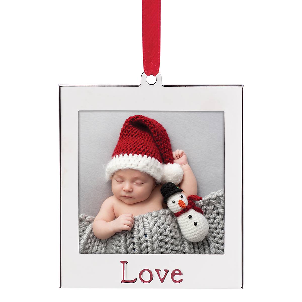 Silver Plated Love Photo Frame Ornament with Picture Slot