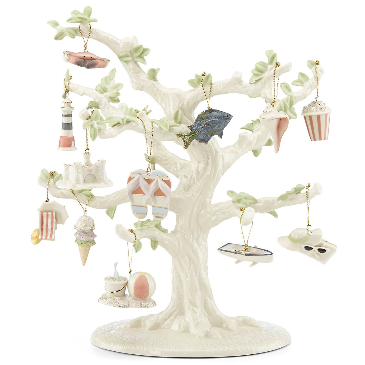 Summer Porcelain Ornament Set - 12-Piece Beach & Vacation Decor