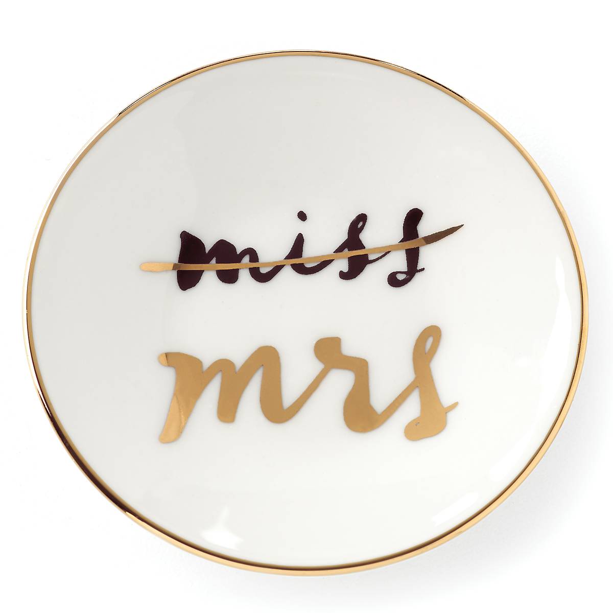 Kate Spade White Ceramic Bridal Ring Holder with Gold Accents