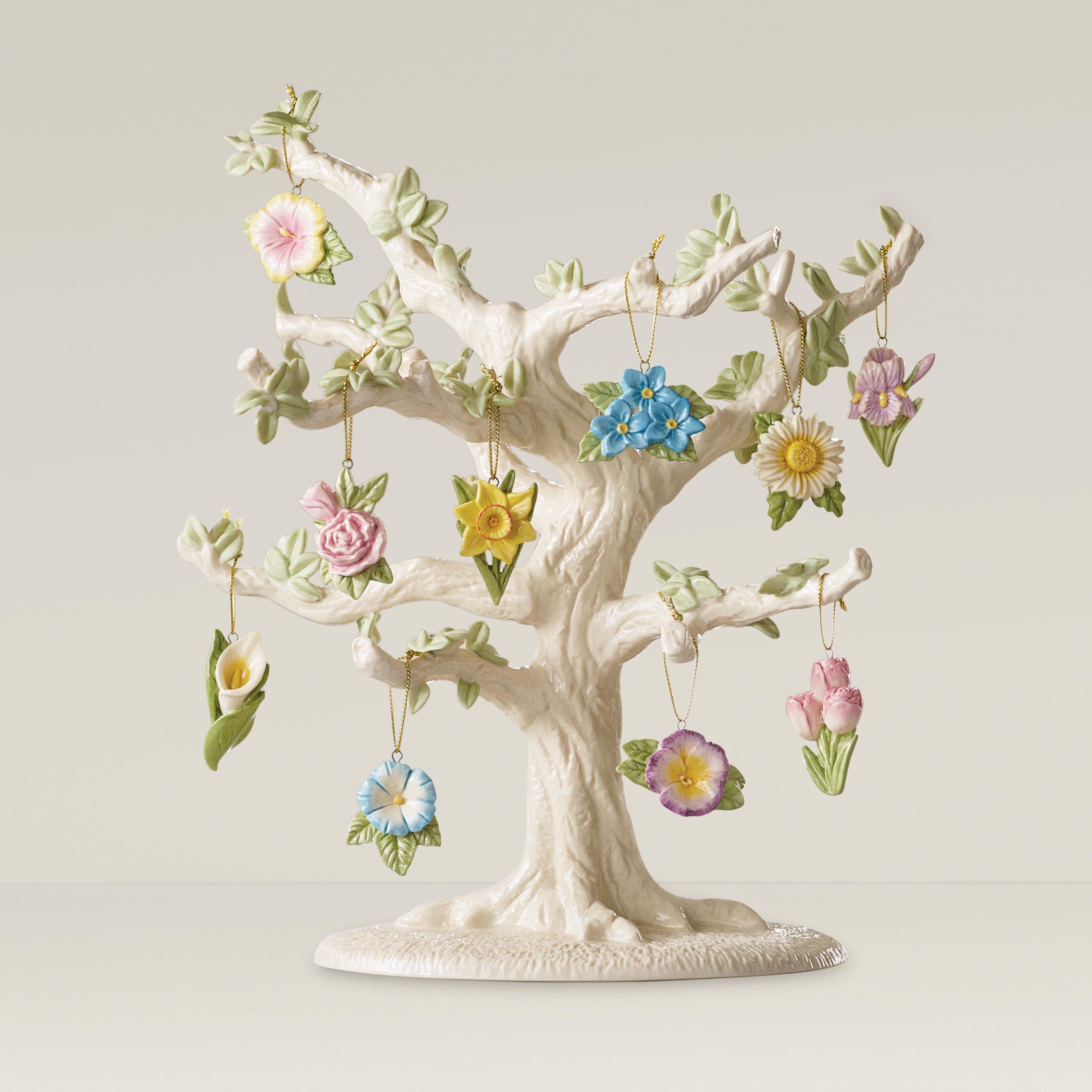 Lenox Celebrate Flowers Porcelain Ornament & Tree Set - 10-Piece Spring Decor